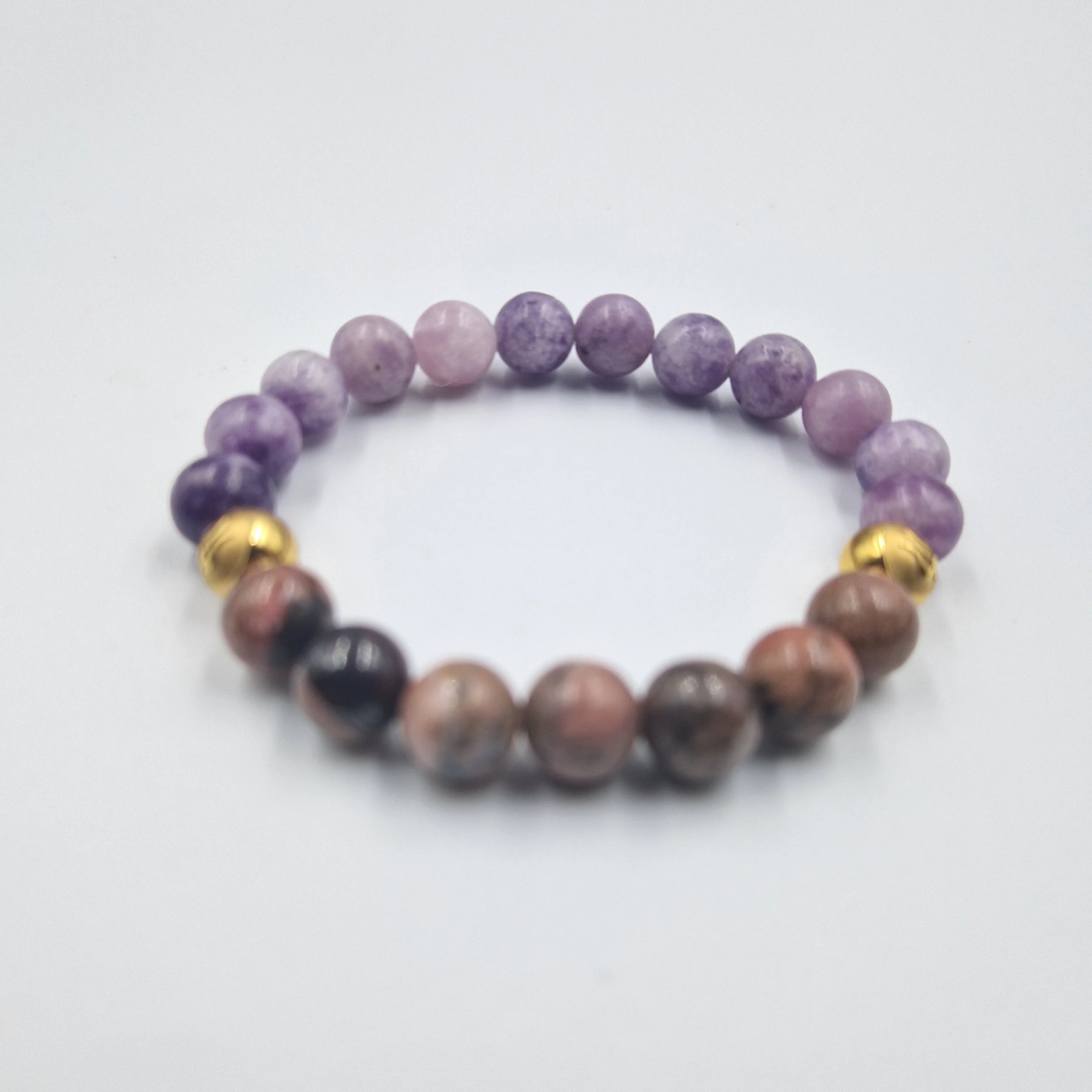 Bracelet en Lépidolite et Rhodonite - Image 3