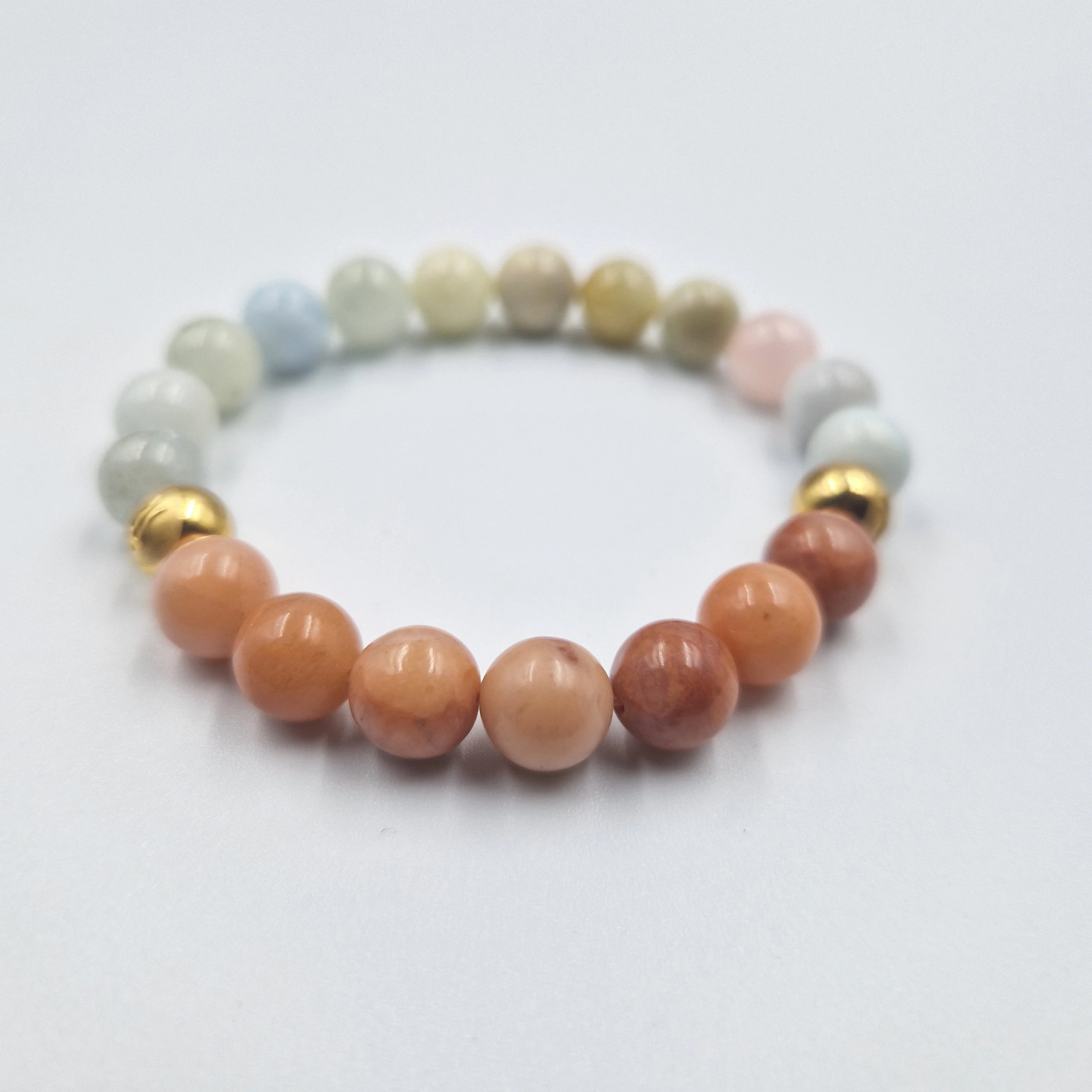 Bracelet en Morganite et Bois fossilisé