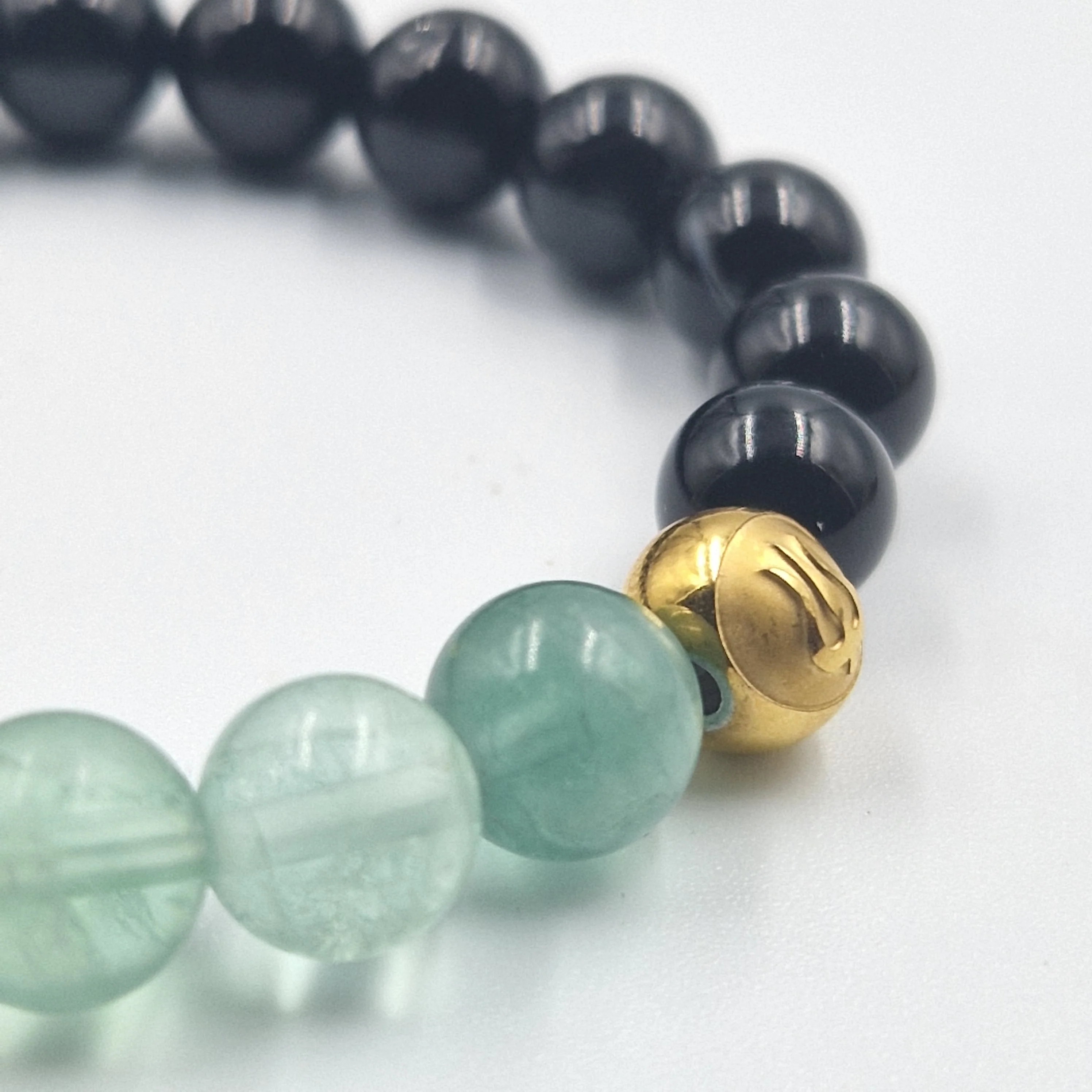 Bracelet en Obsidienne noire et Fluorite violette - Image 2