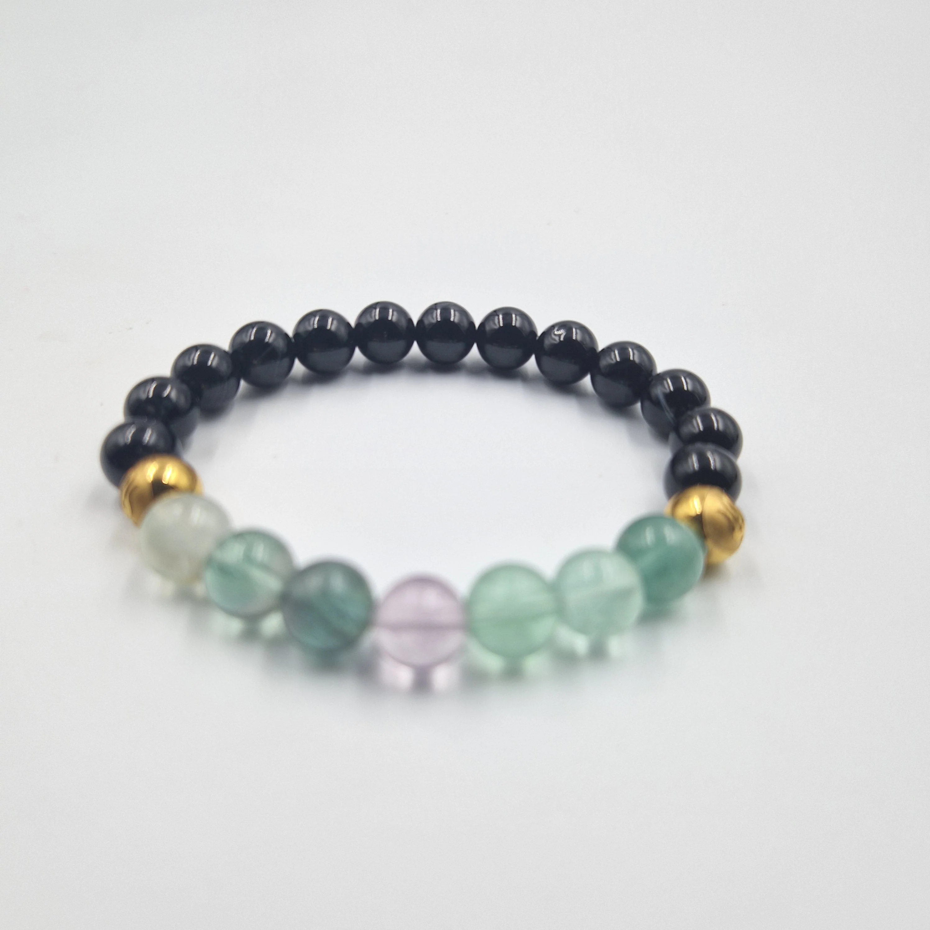 Bracelet en Obsidienne noire et Fluorite violette - Image 3