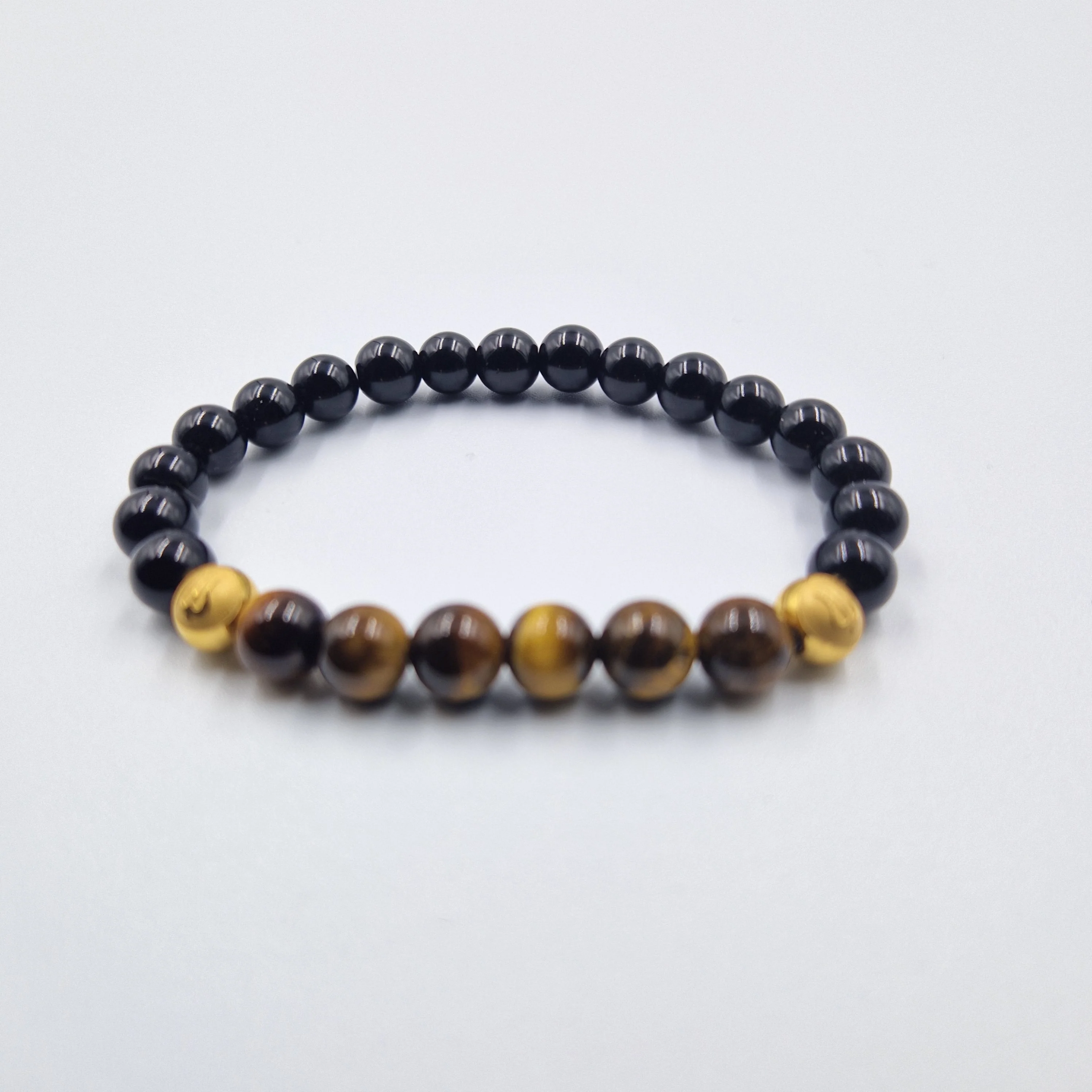 Bracelet en Onyx noir et Oeil de Tigre - Image 3