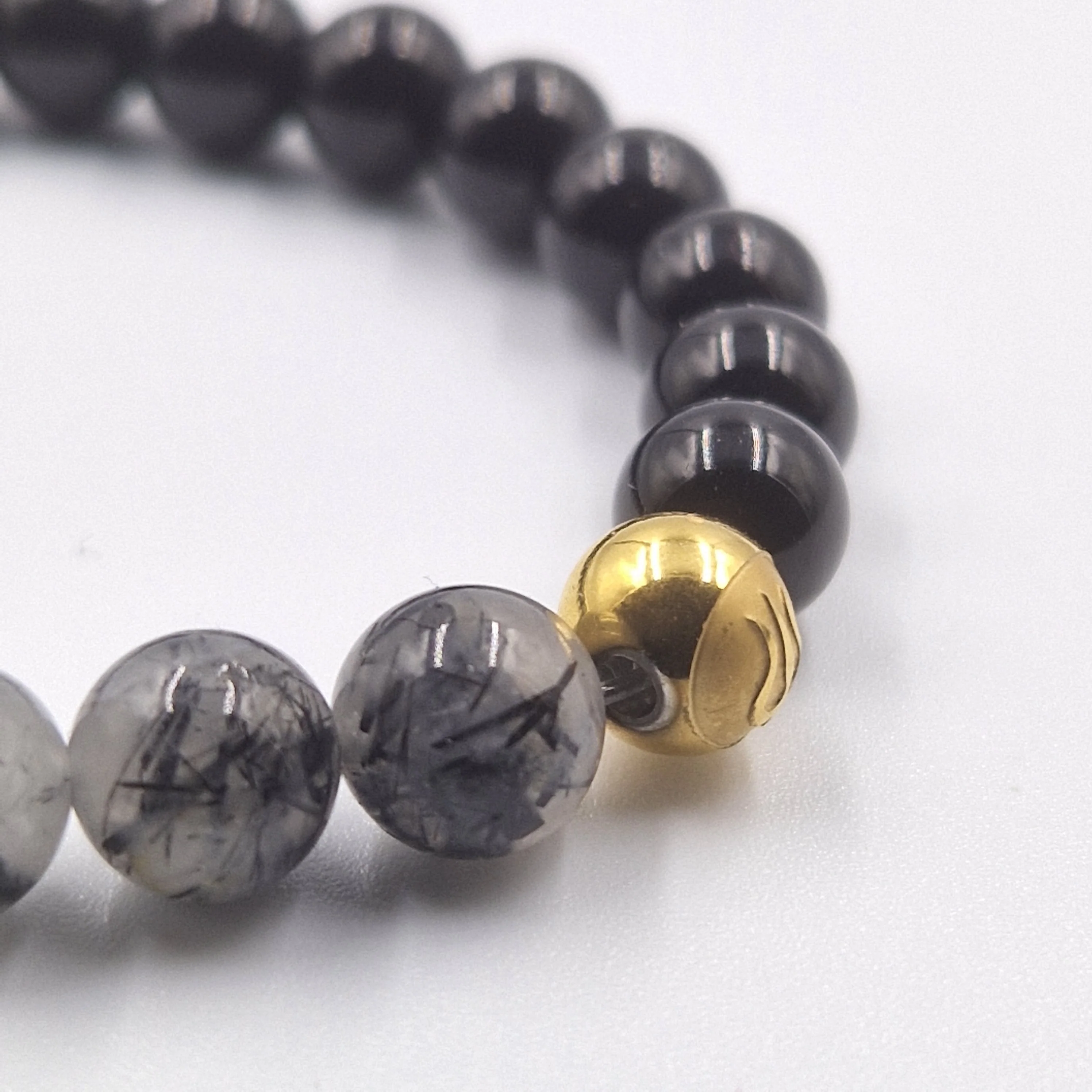 Bracelet en Onyx noir et Quartz rutile - Image 2