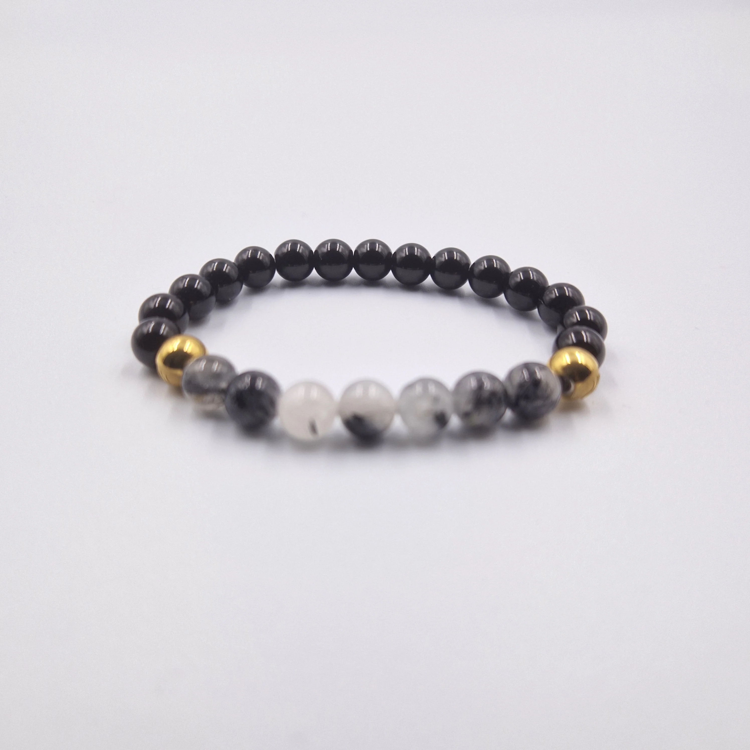 Bracelet en Onyx noir et Quartz rutile - Image 3