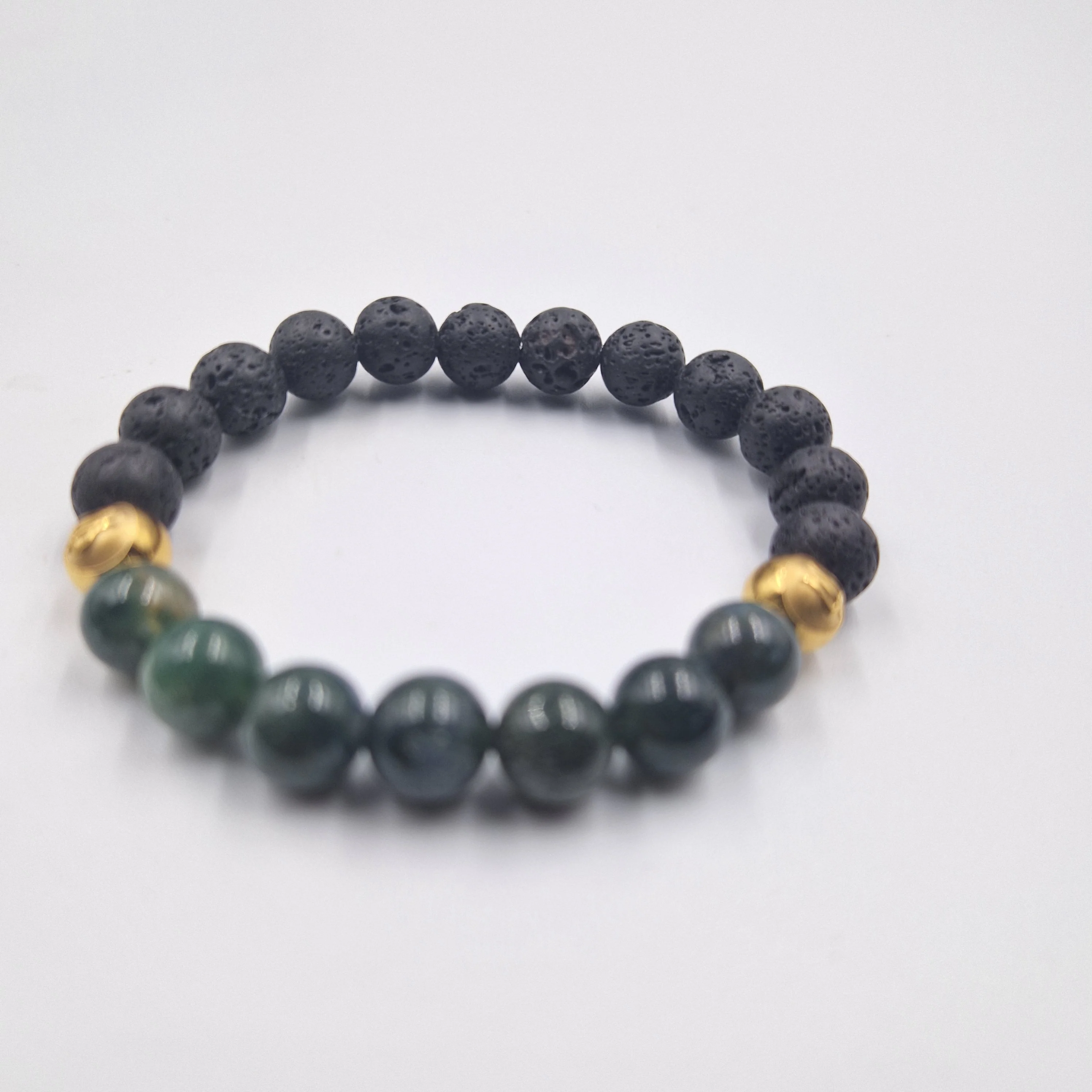 Bracelet en Pierre de lave et Agate mousse - Image 3