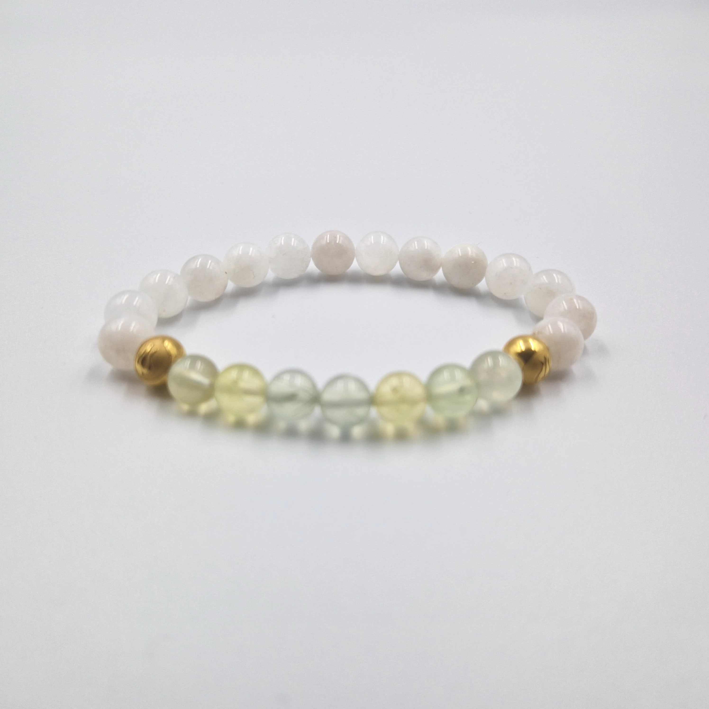 Bracelet en Pierre de Lune blanche et Préhnite - Image 3