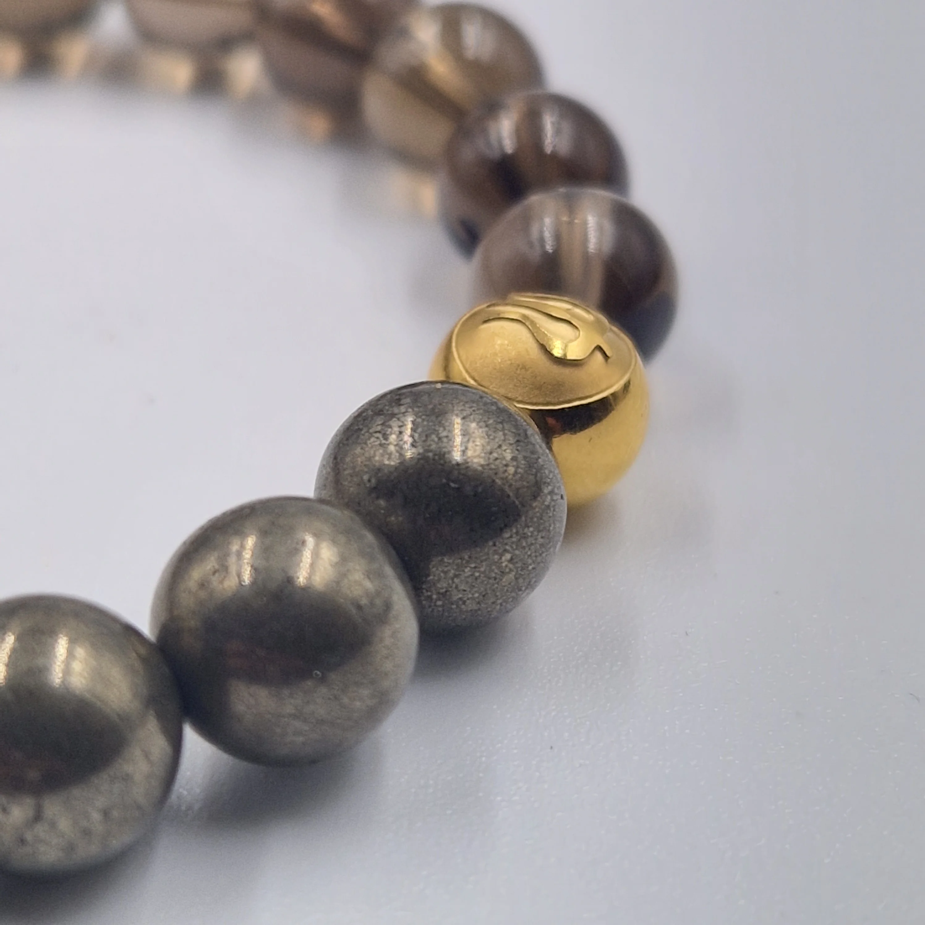 Bracelet en Quartz fumé et Pyrite - Image 2
