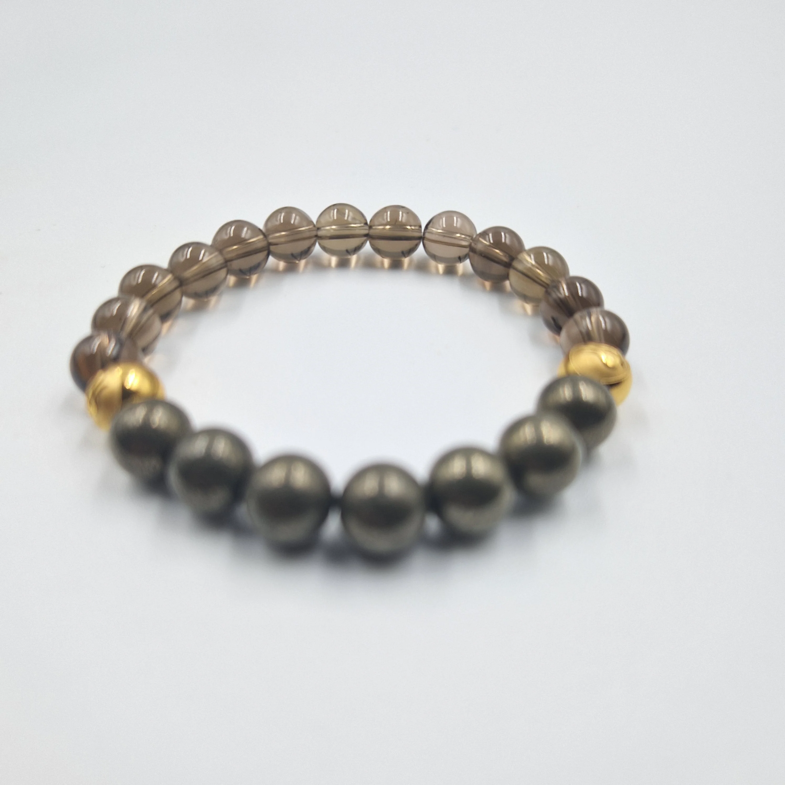 Bracelet en Quartz fumé et Pyrite - Image 3