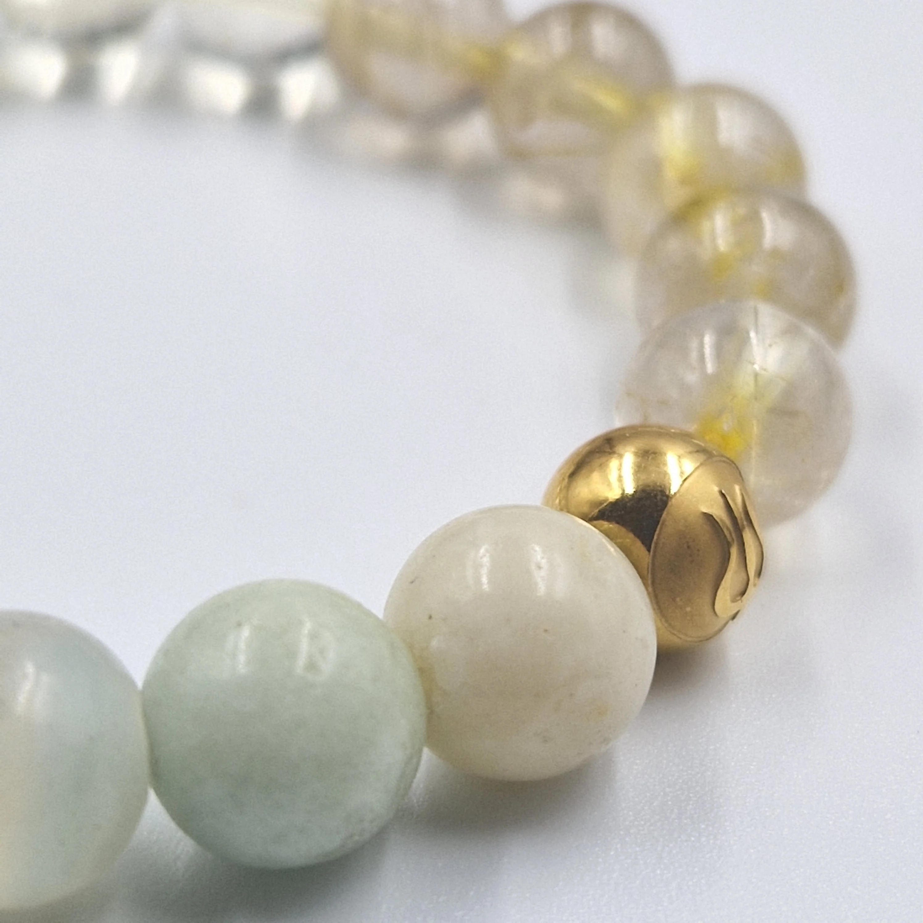 Bracelet en Quartz rutile doré et Amazonite - Image 2