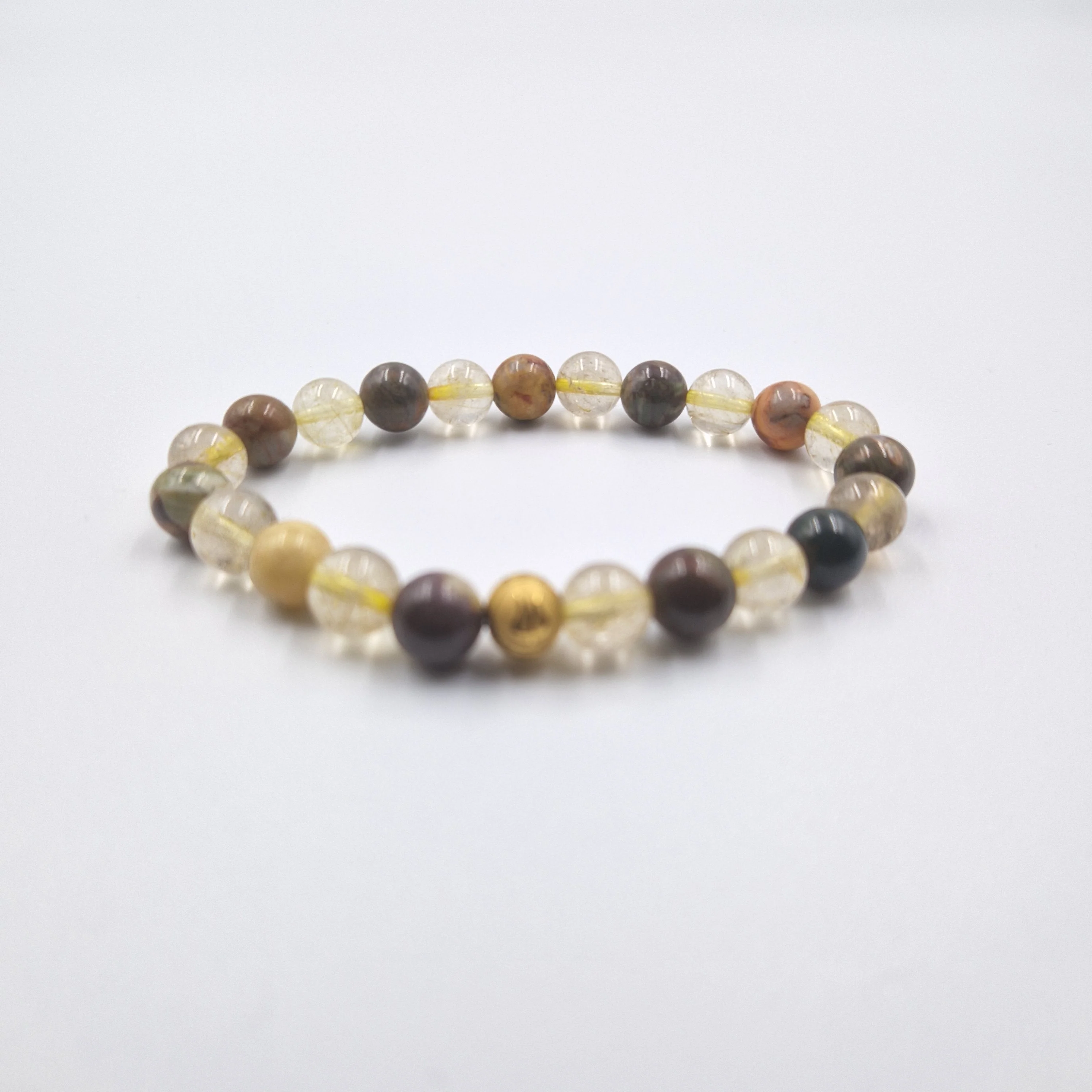 Bracelet en Quartz rutile doré et Jaspe océan - Image 3