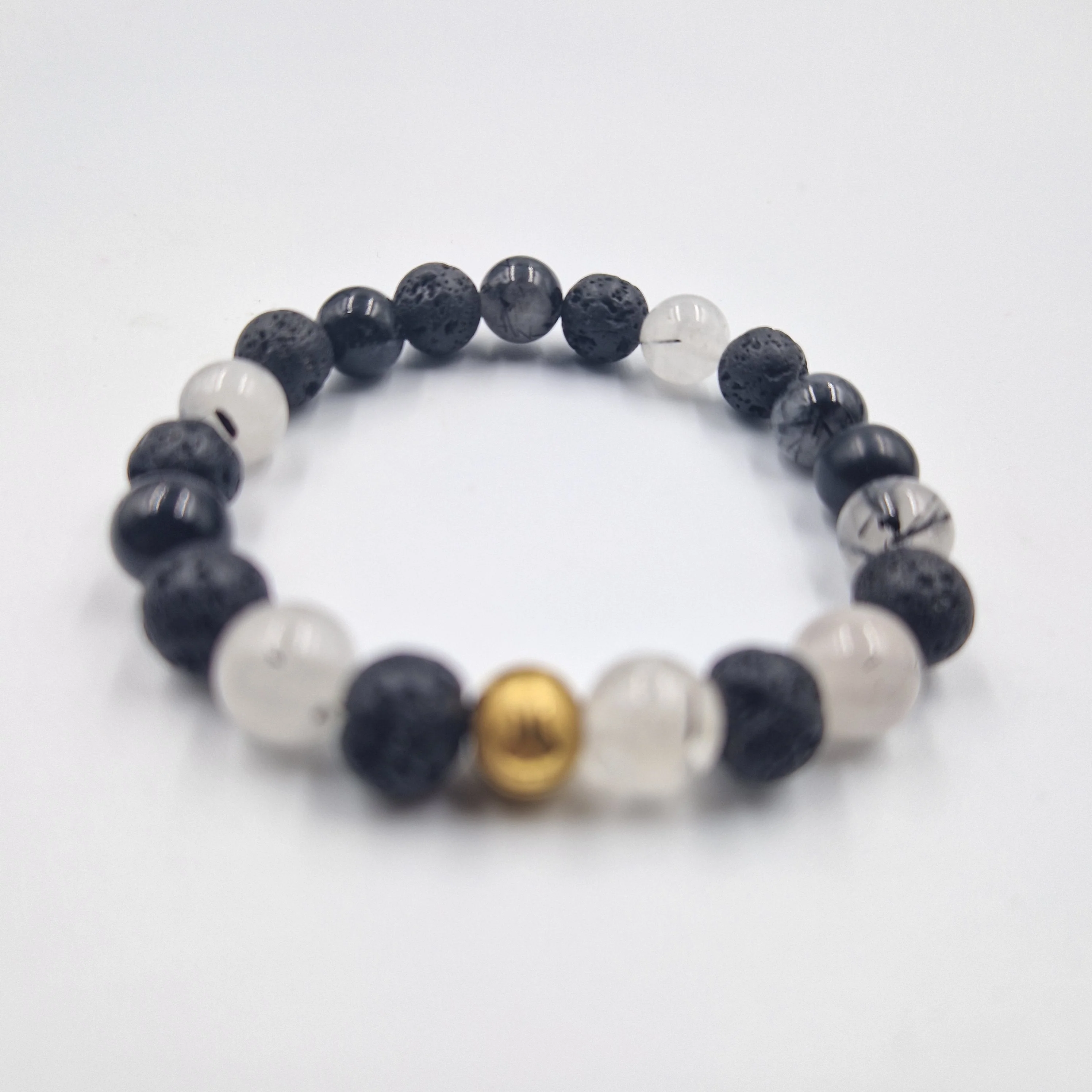 Bracelet en Quartz rutile et Pierre de lave - Image 3