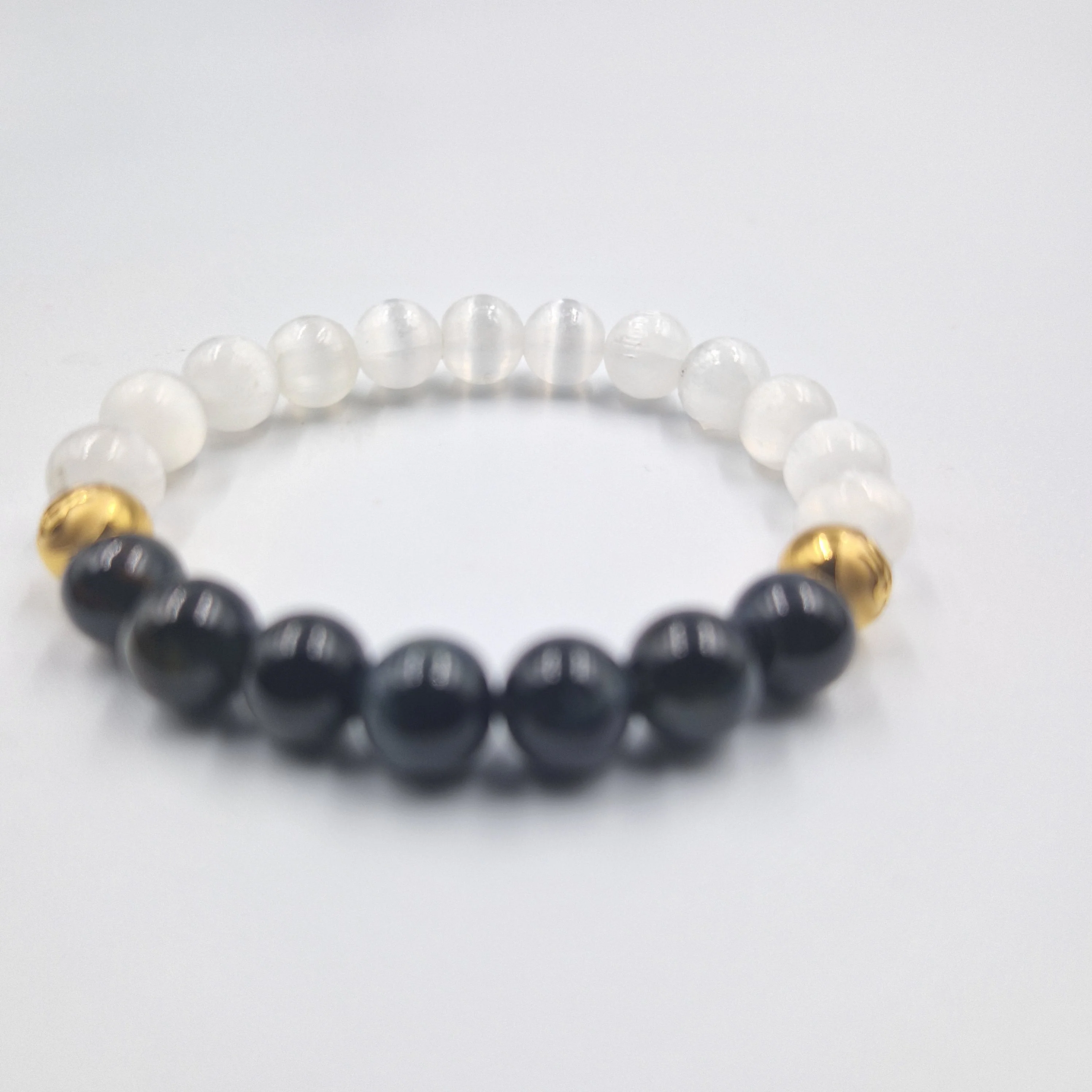 Bracelet en Sélénite et Oeil de faucon - Image 3
