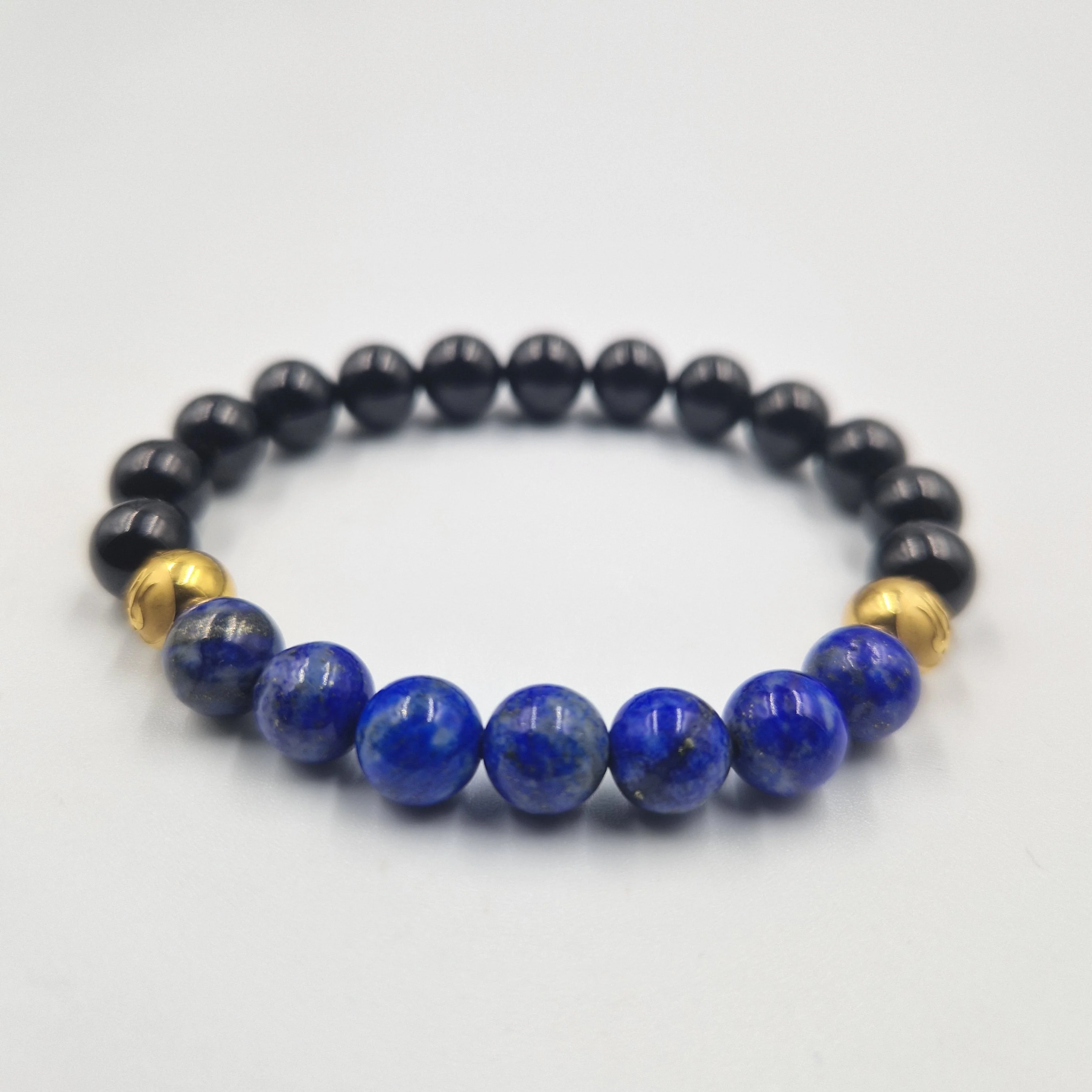 Bracelet en Tourmaline noire et Lapis lazuli