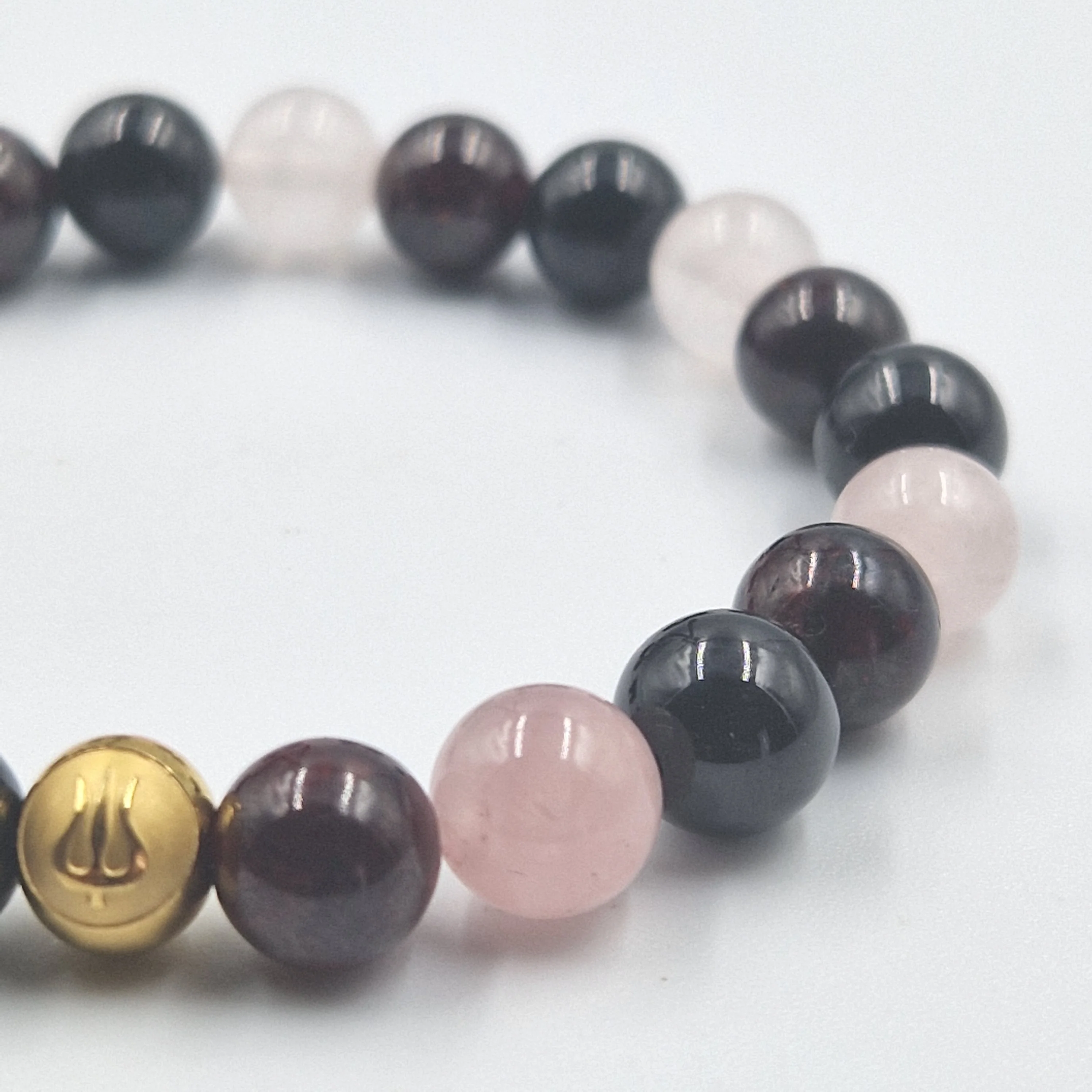Bracelet ENERGIE en Grenat, Tourmaline noire et Quartz rose - Image 2