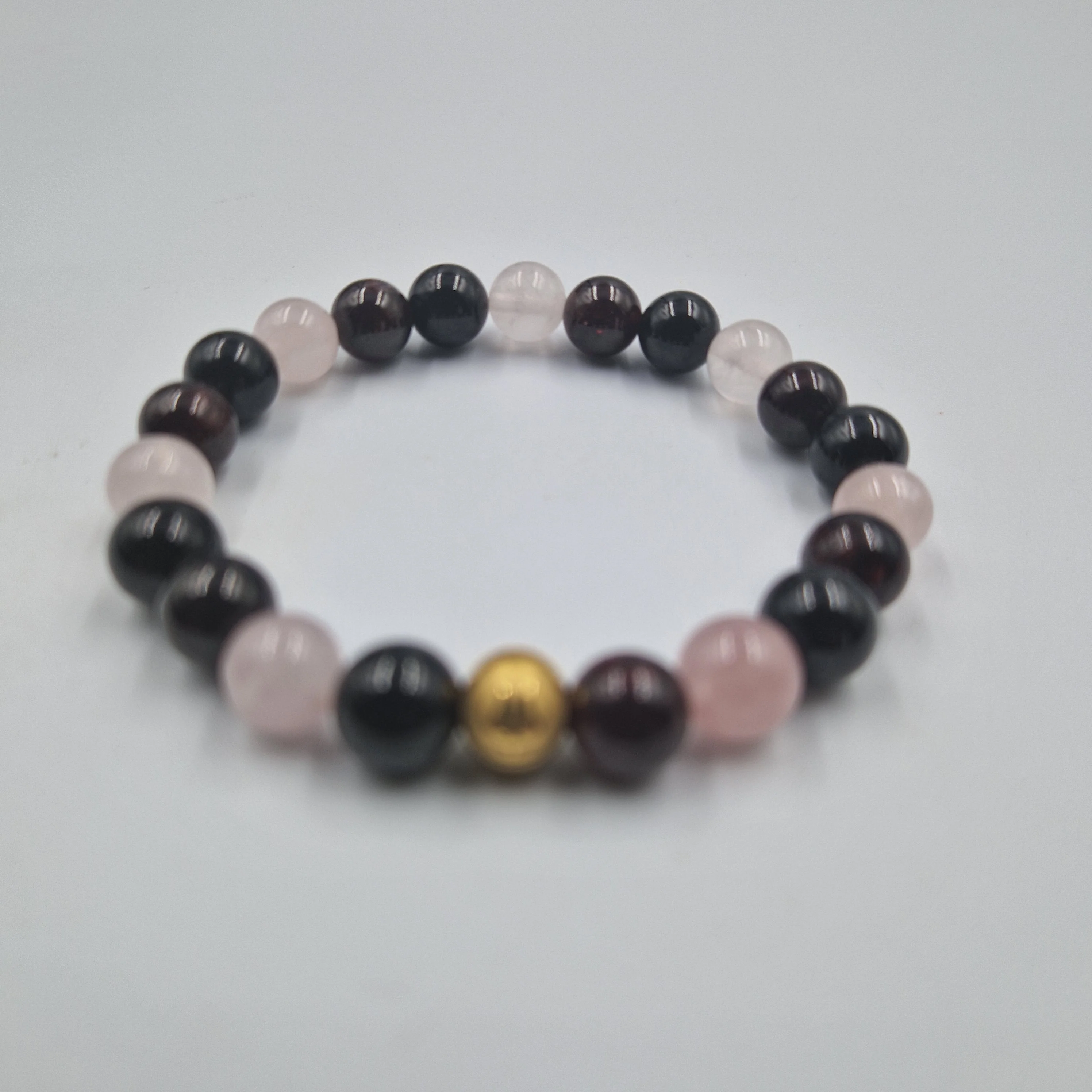 Bracelet ENERGIE en Grenat, Tourmaline noire et Quartz rose - Image 3