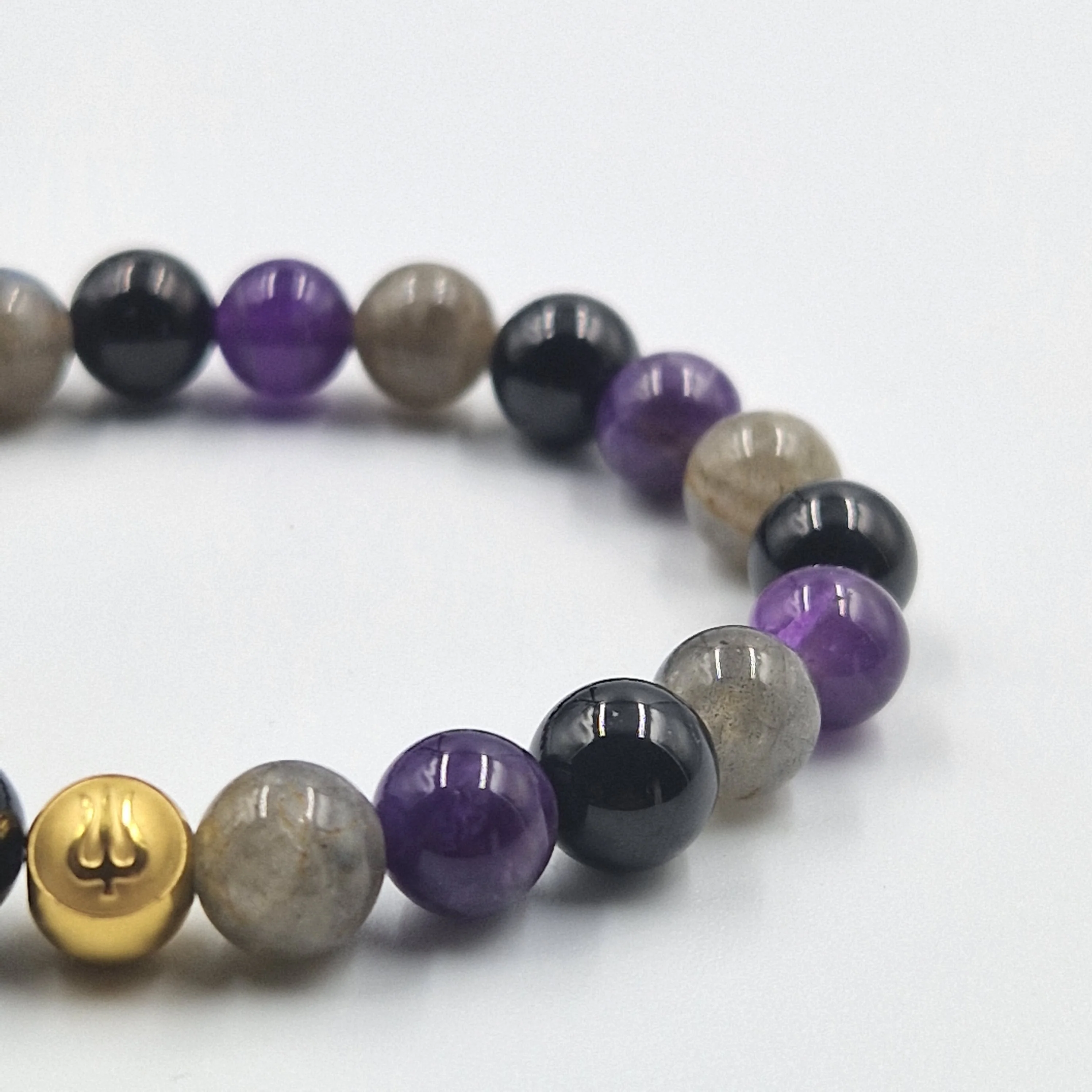 Bracelet ENVOUTEMENT en Tourmaline noire, Labradorite et Améthyste - Image 2