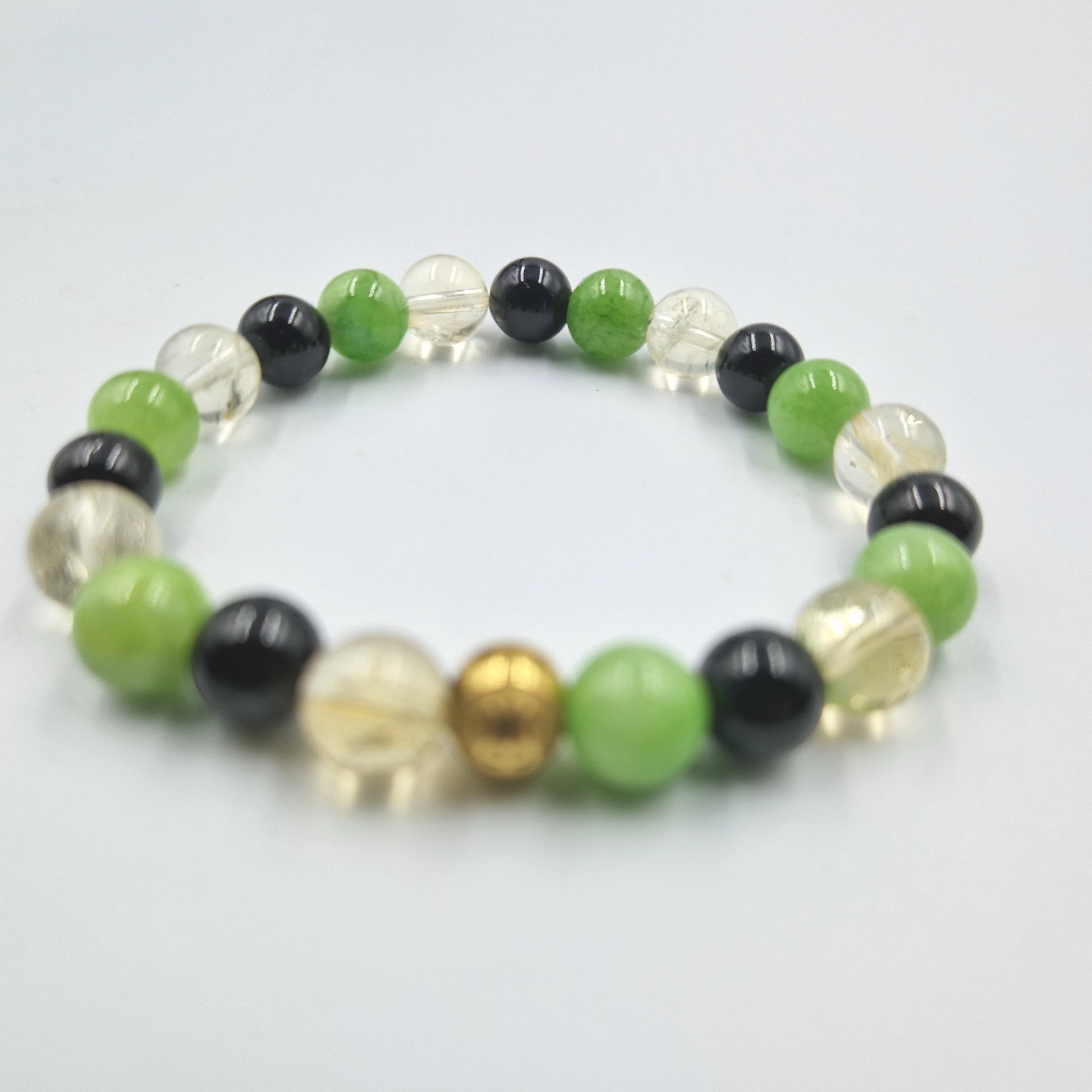 Bracelet ESTIME DE SOI en Citrine, Obsidienne noire et Jade vert - Image 3