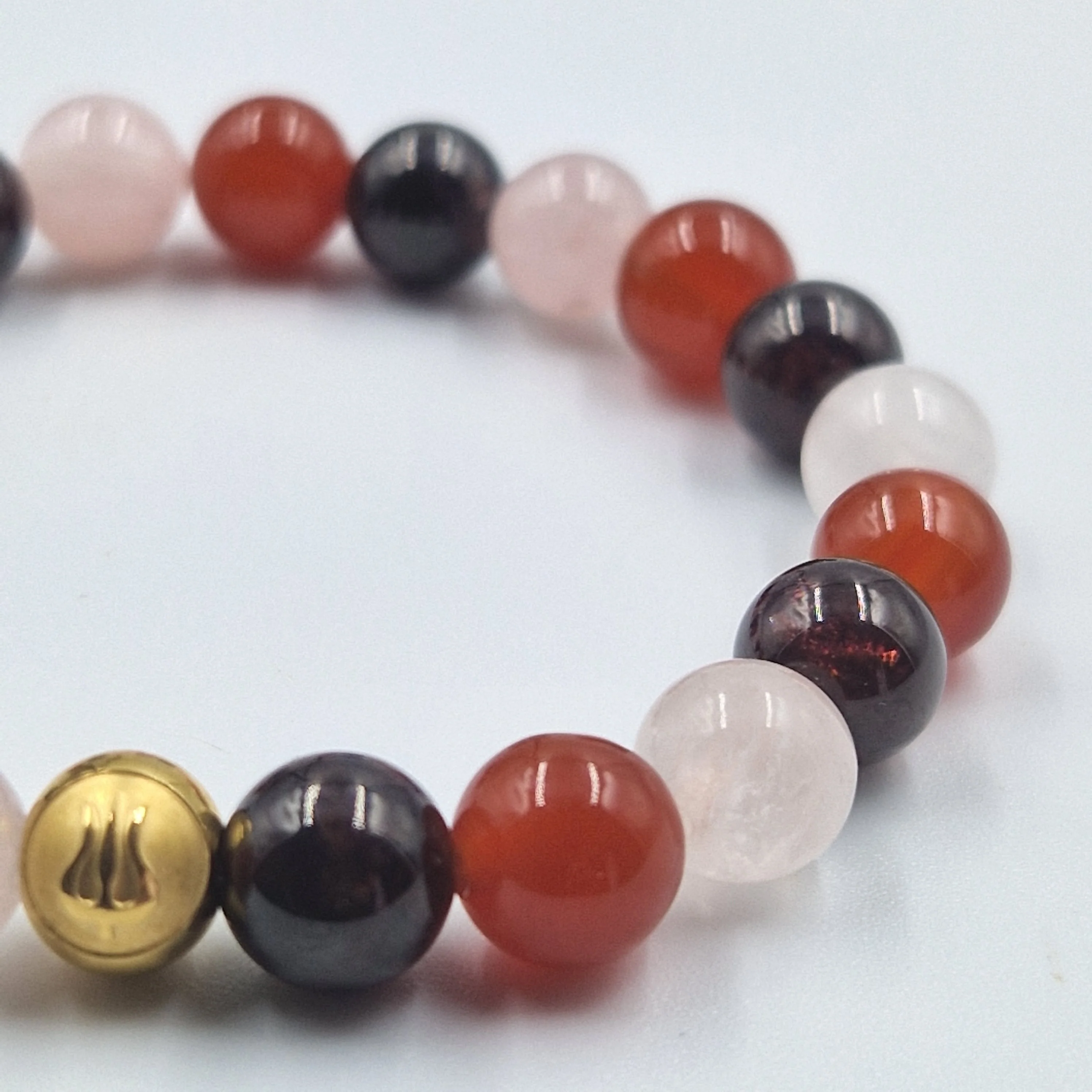 Bracelet FECONDITE en Quartz rose, Cornaline et Grenat - Image 2