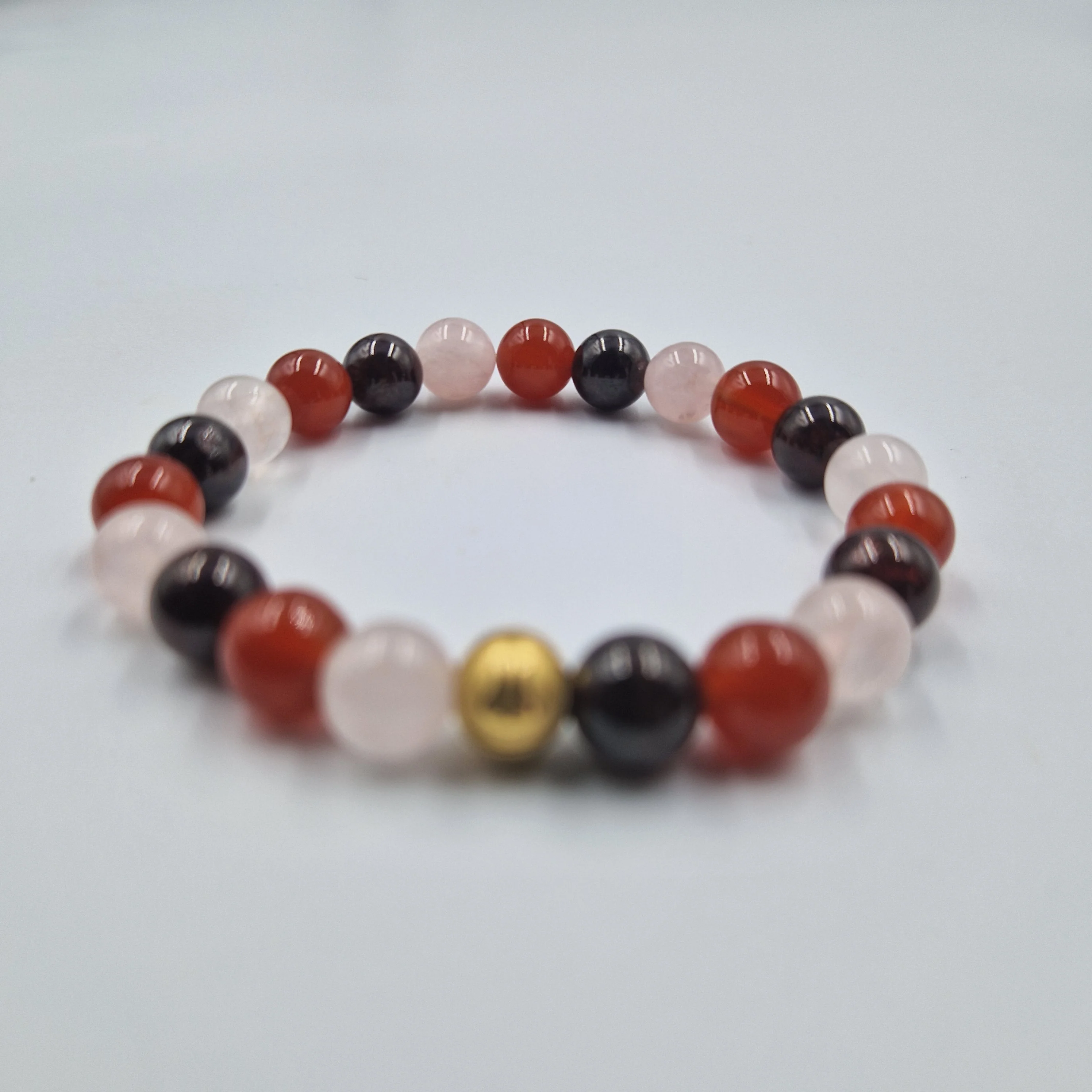 Bracelet FECONDITE en Quartz rose, Cornaline et Grenat - Image 3