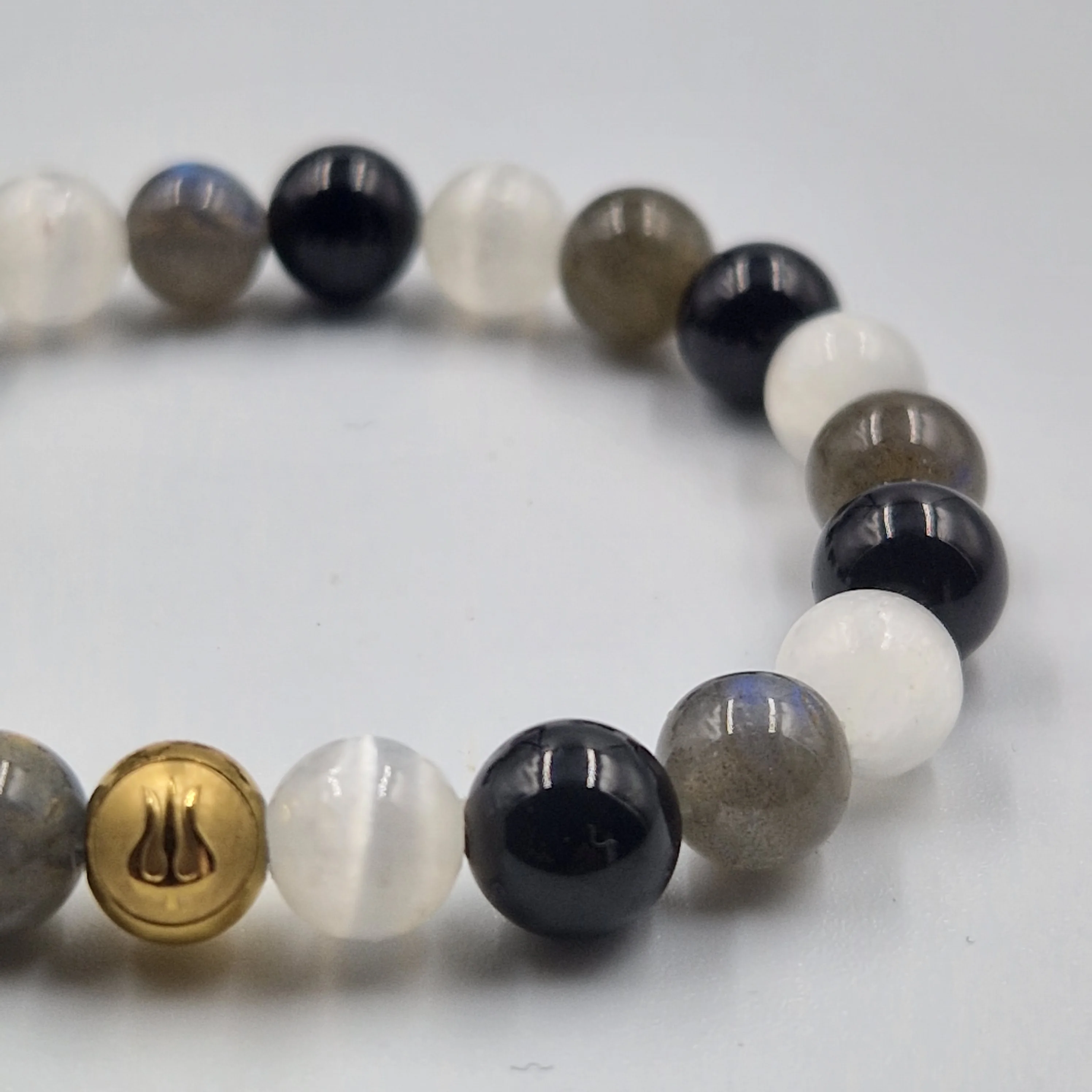 Bracelet FOLIE en Labradorite, Sélénite et Tourmaline noire - Image 2