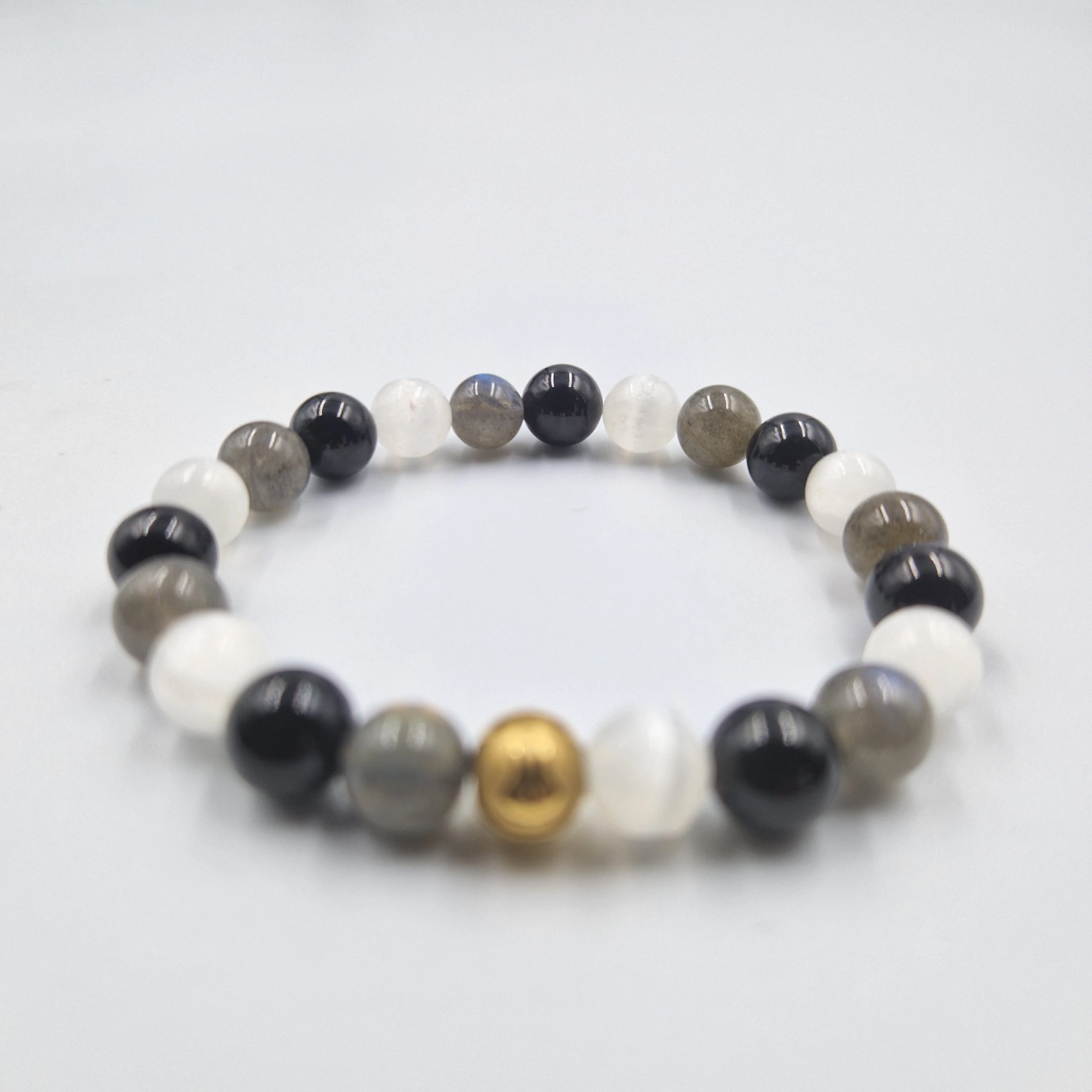 Bracelet FOLIE en Labradorite, Sélénite et Tourmaline noire - Image 3