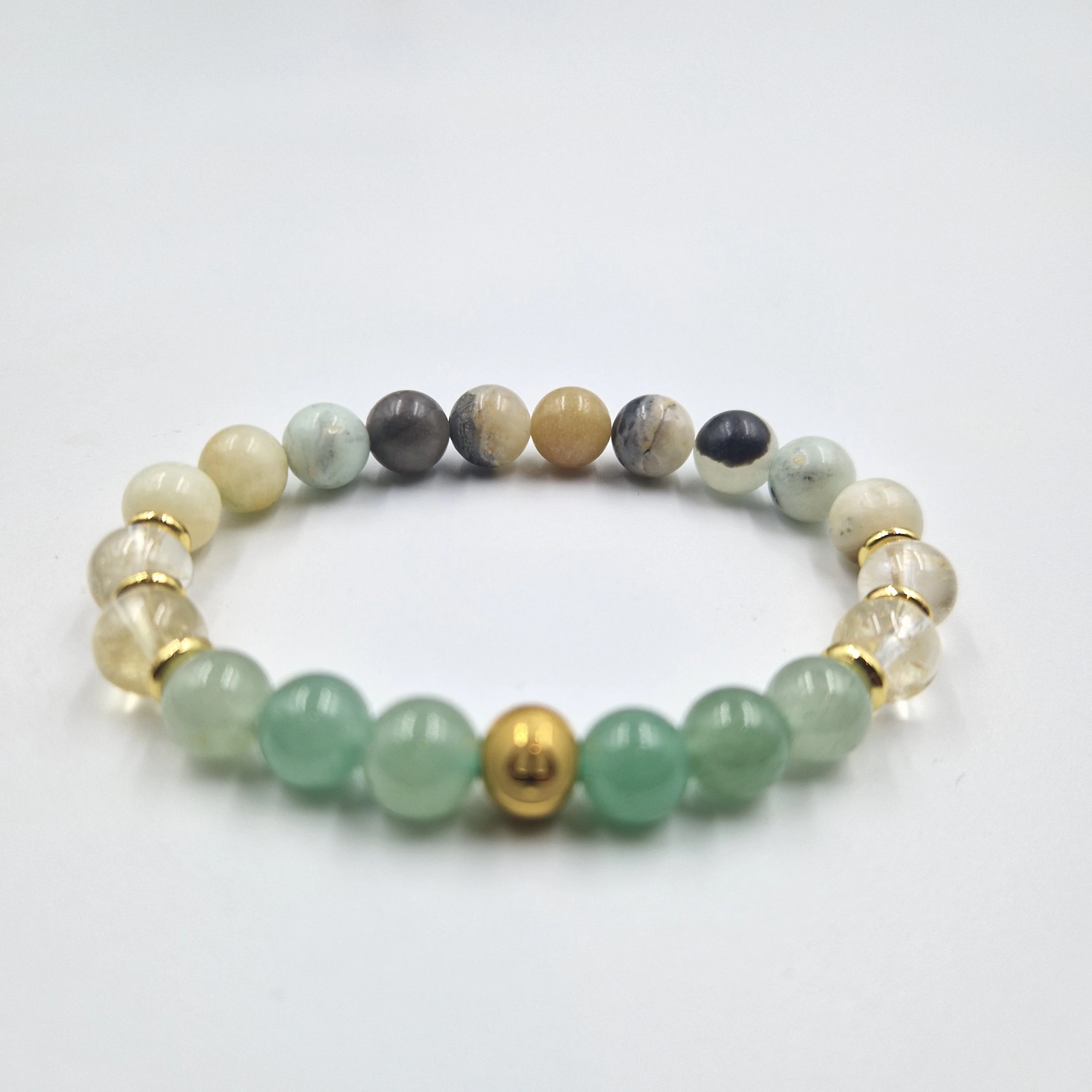 Bracelet Gémeaux Année 2025 en Aventurine verte, Citrine et Amazonite - Image 3