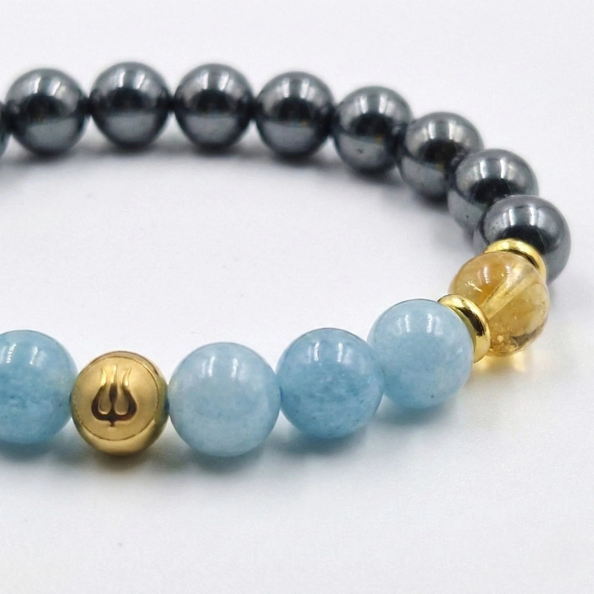 Bracelet Gémeaux Année 2026 en Aigue-Marine, Citrine et Hématite - Image 2