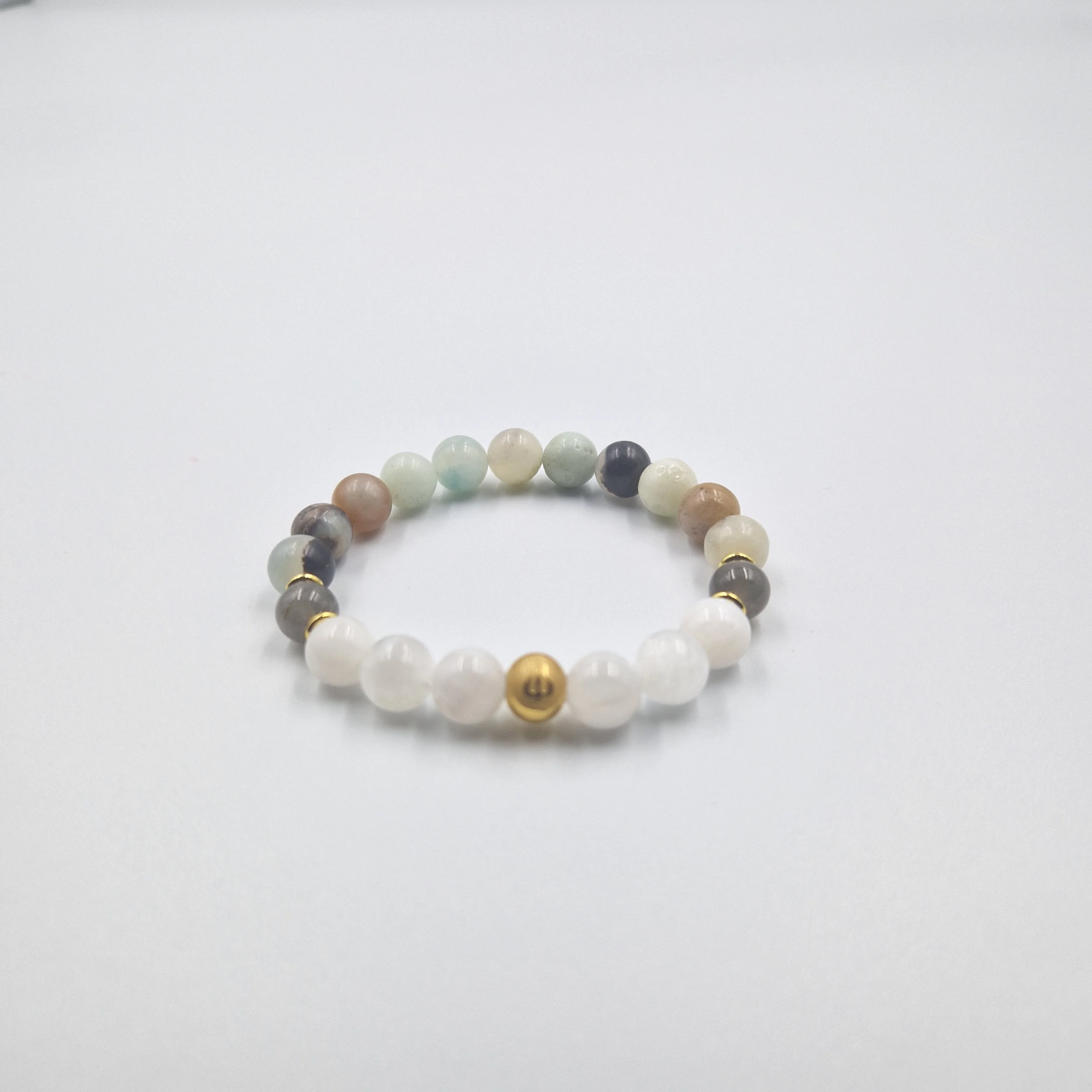 Bracelet Gémeaux en Amazonite, Pierre de lune blanche et Labradorite - Image 3