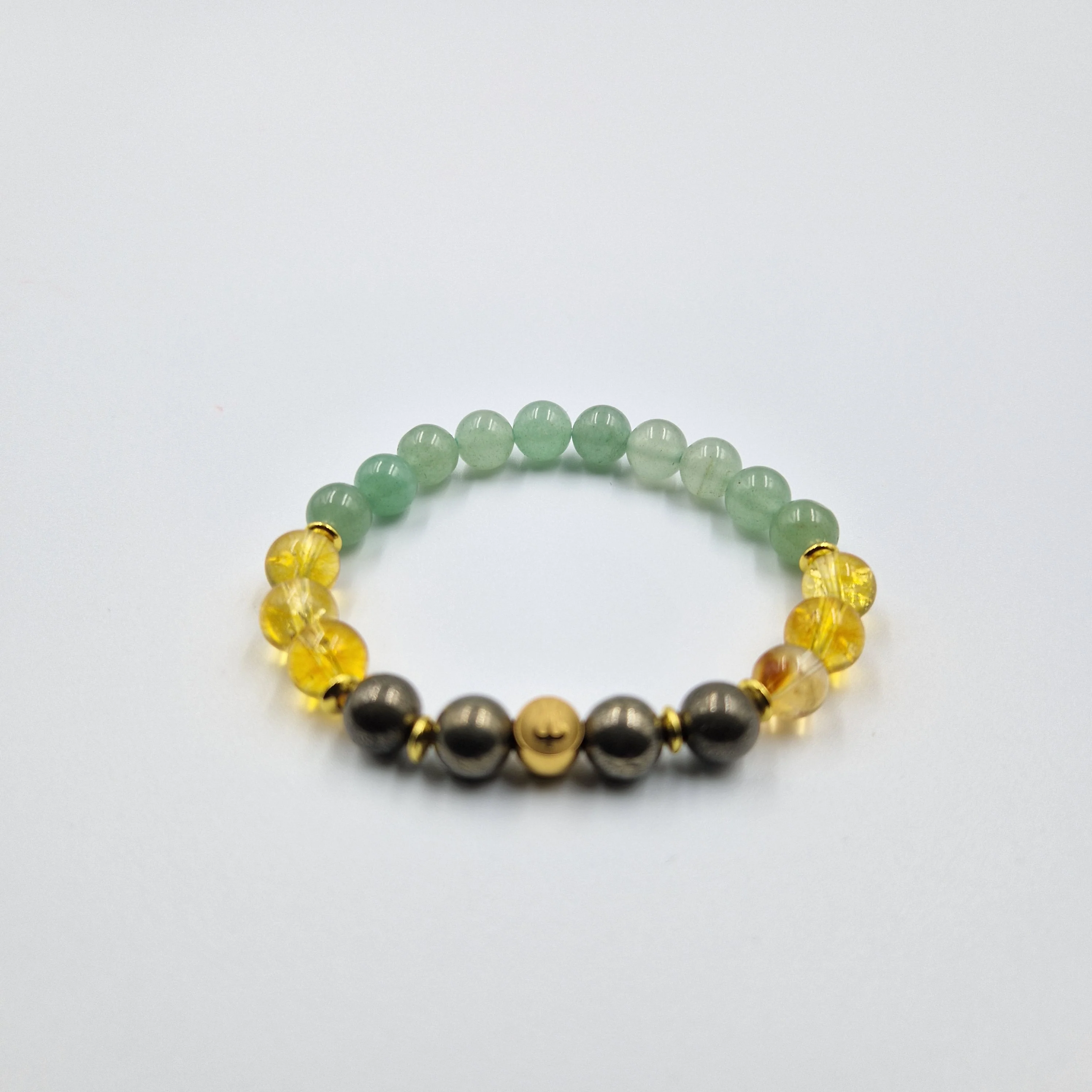 Bracelet Gémeaux en Aventurine verte, Citrine et Pyrite - Image 3