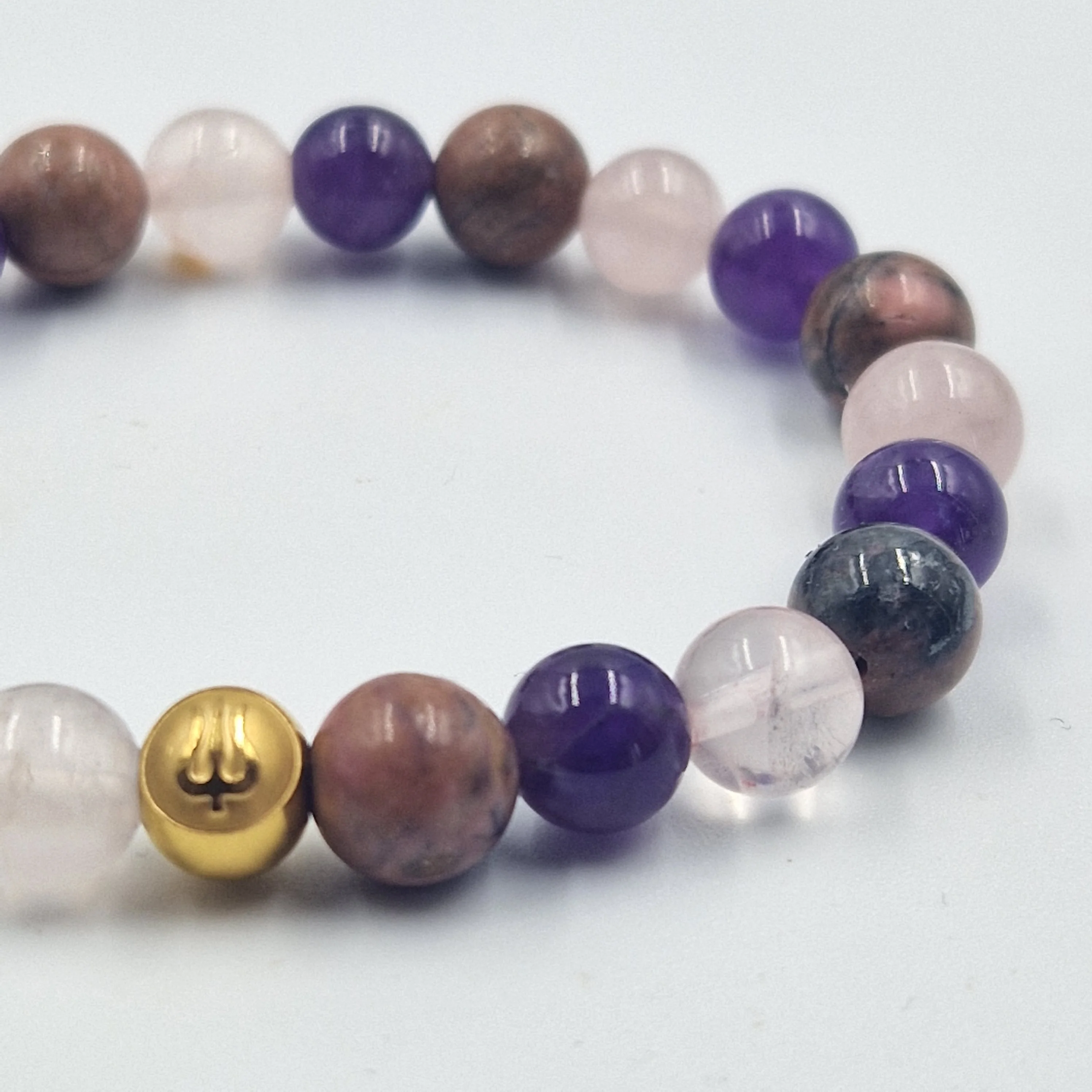 Bracelet GENEROSITE en Quartz rose, Améthyste et Rhodonite - Image 2
