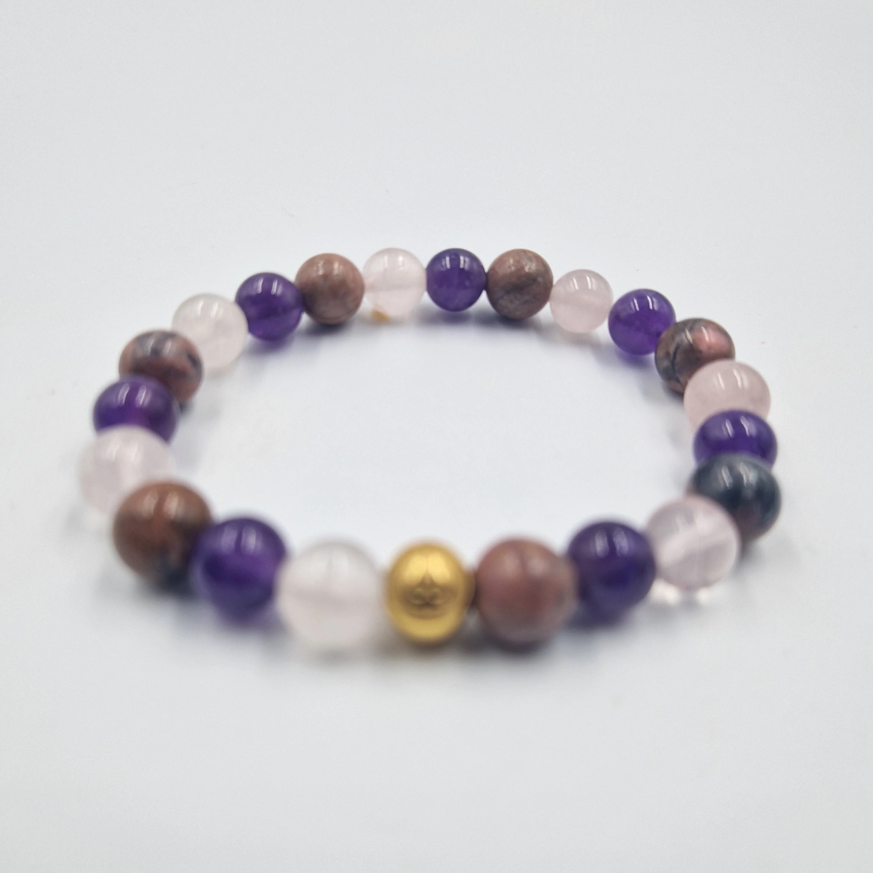 Bracelet GENEROSITE en Quartz rose, Améthyste et Rhodonite - Image 3