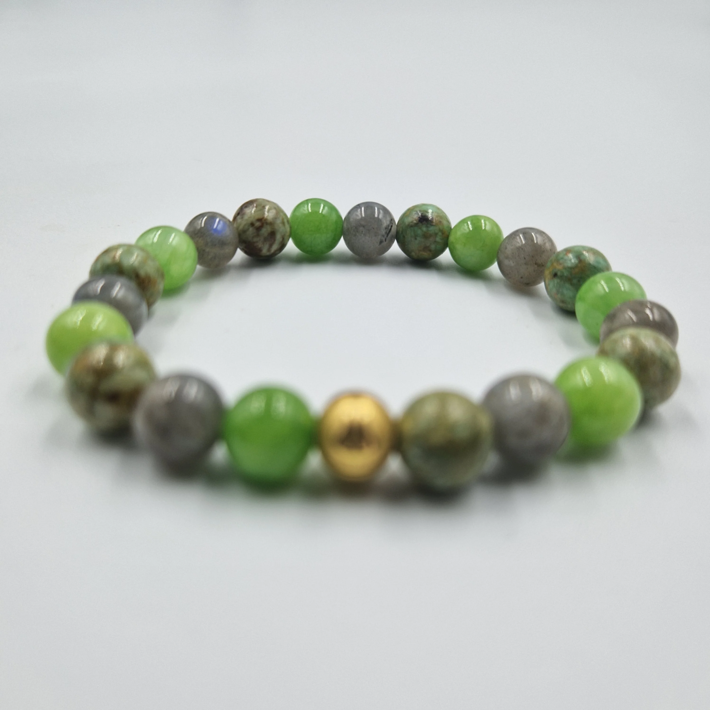 Bracelet GUERISON en Turquoise, Labradorite et Jade vert - Image 3