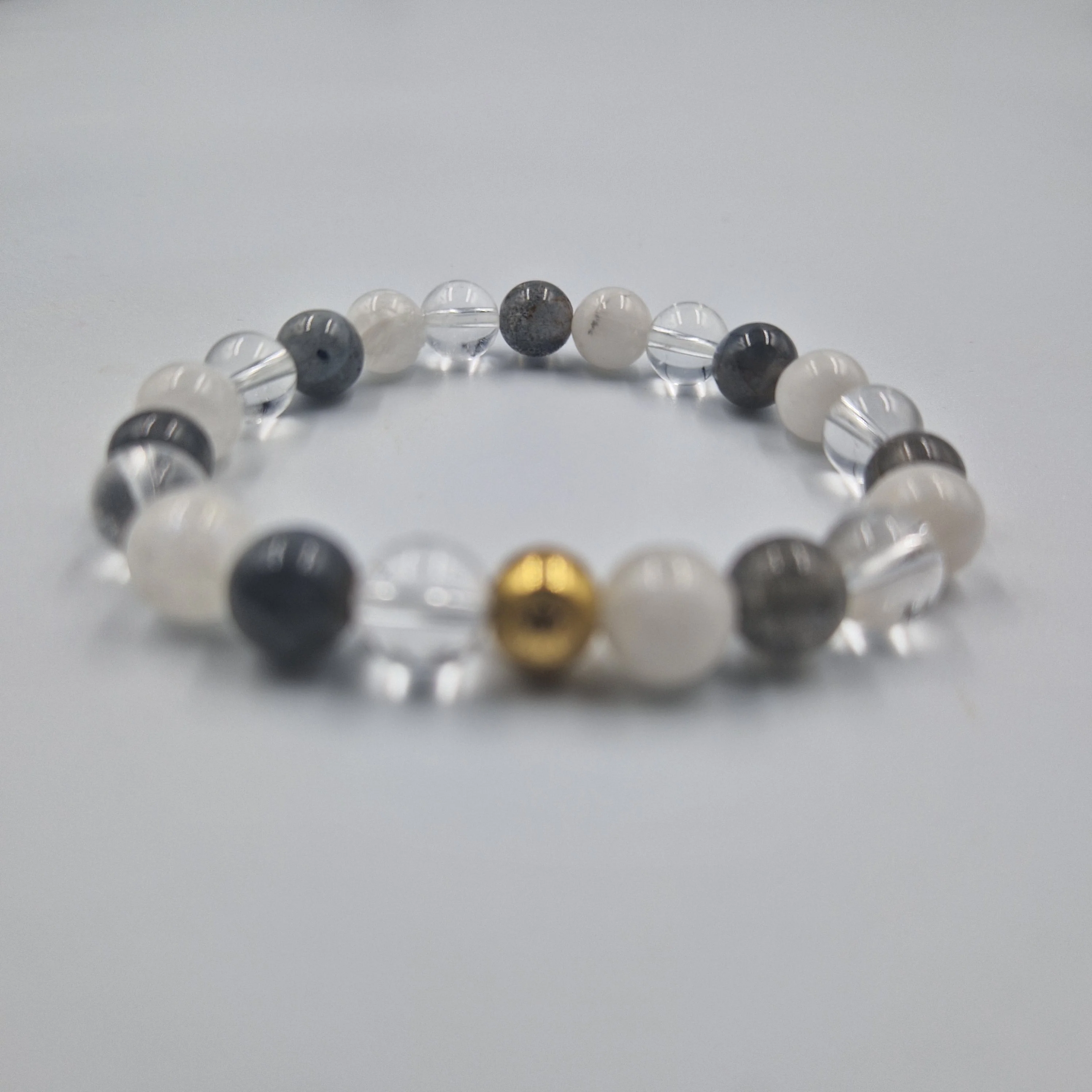 Bracelet IMAGINATION en Labradorite, Pierre de lune blanche et Quartz clair - Image 3