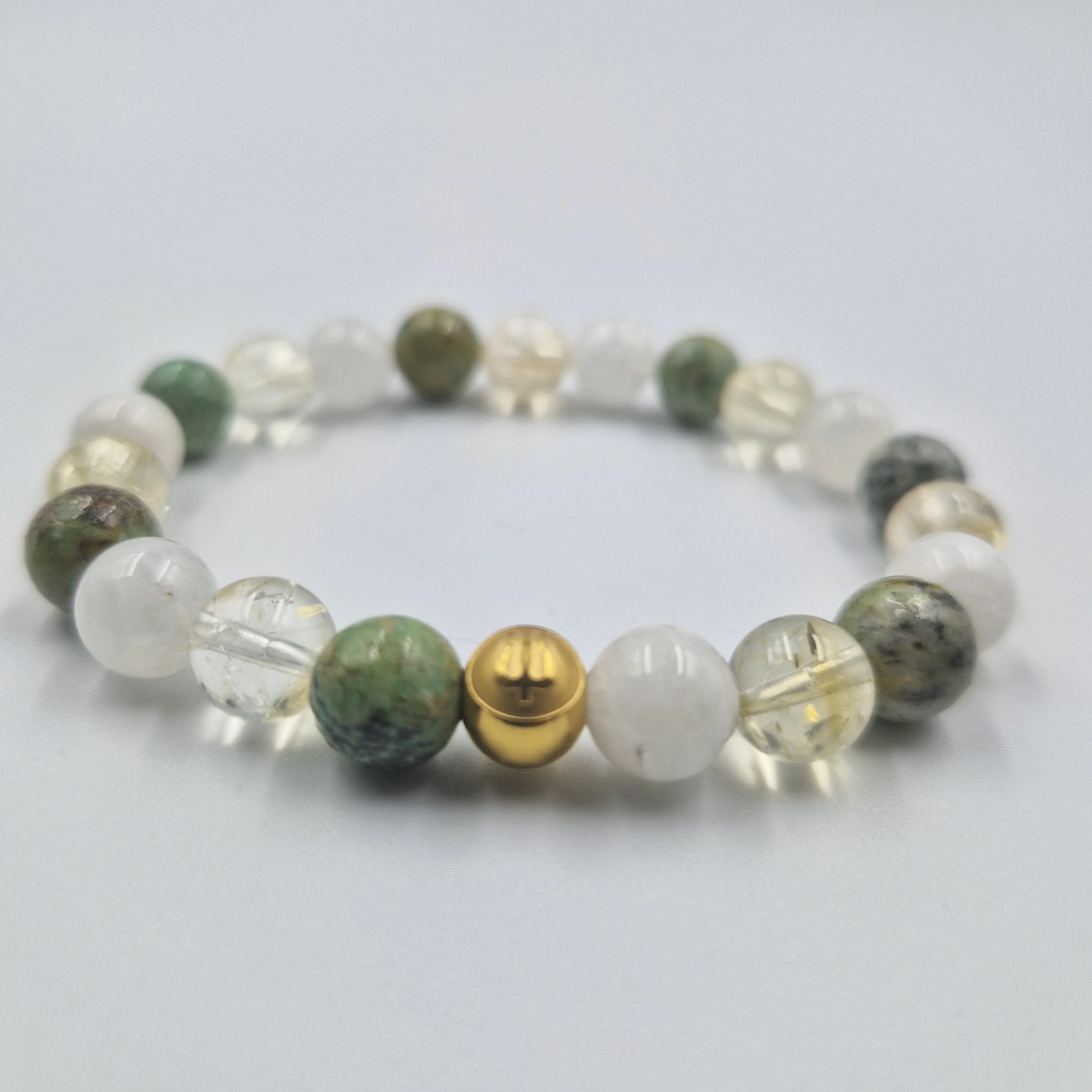 Bracelet INHIBITION en Pierre de lune blanche, Turquoise et Citrine