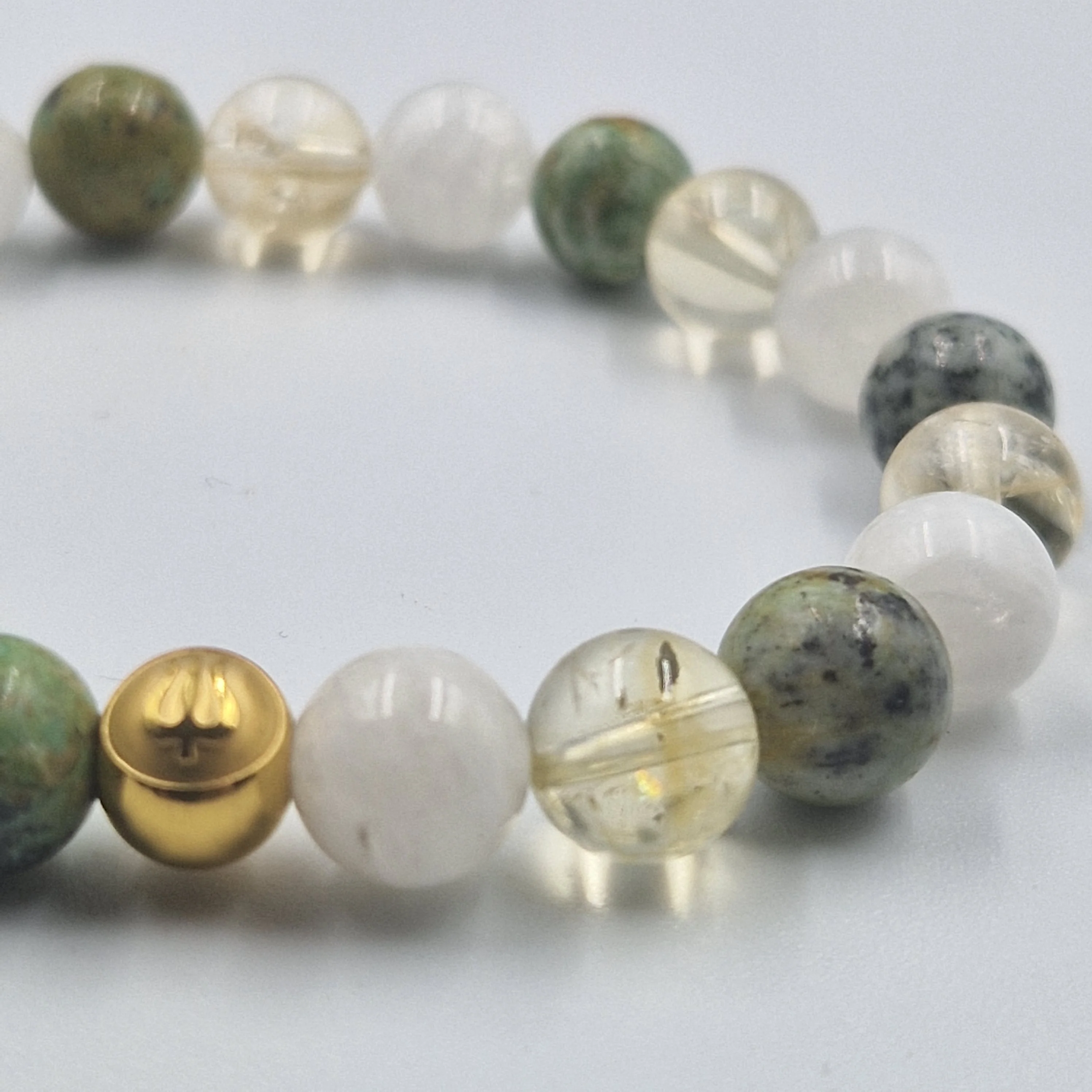 Bracelet INHIBITION en Pierre de lune blanche, Turquoise et Citrine - Image 2
