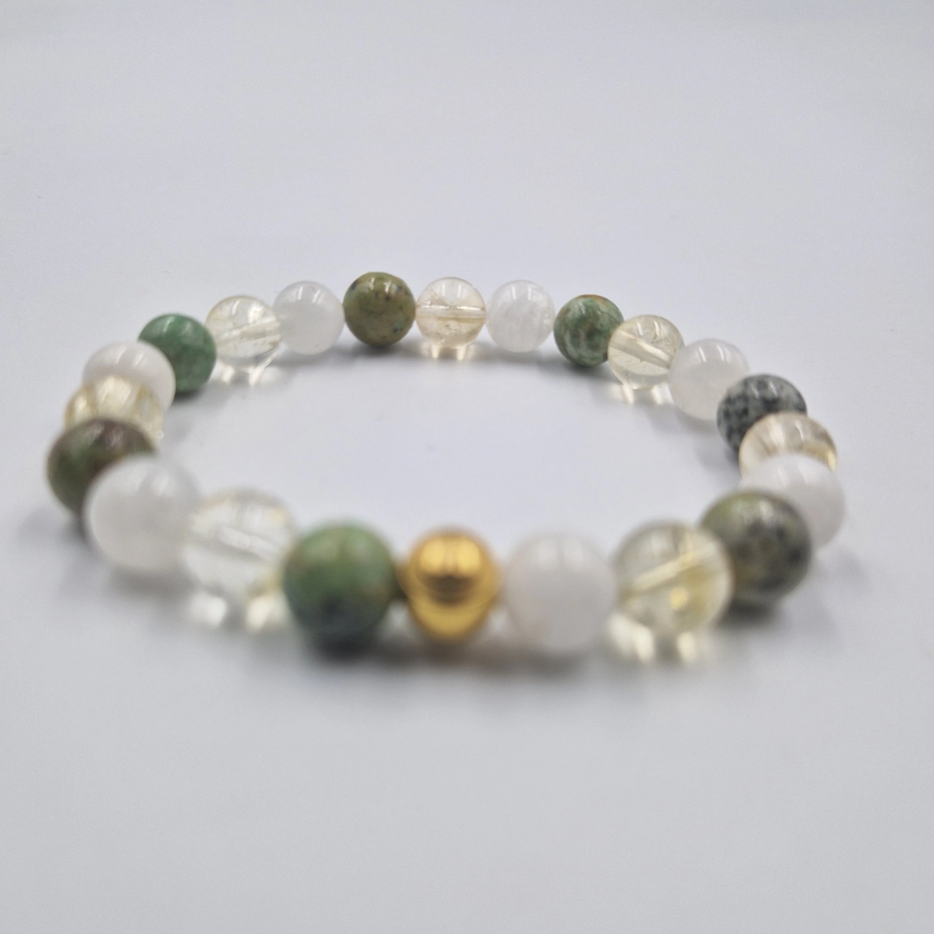 Bracelet INHIBITION en Pierre de lune blanche, Turquoise et Citrine - Image 3