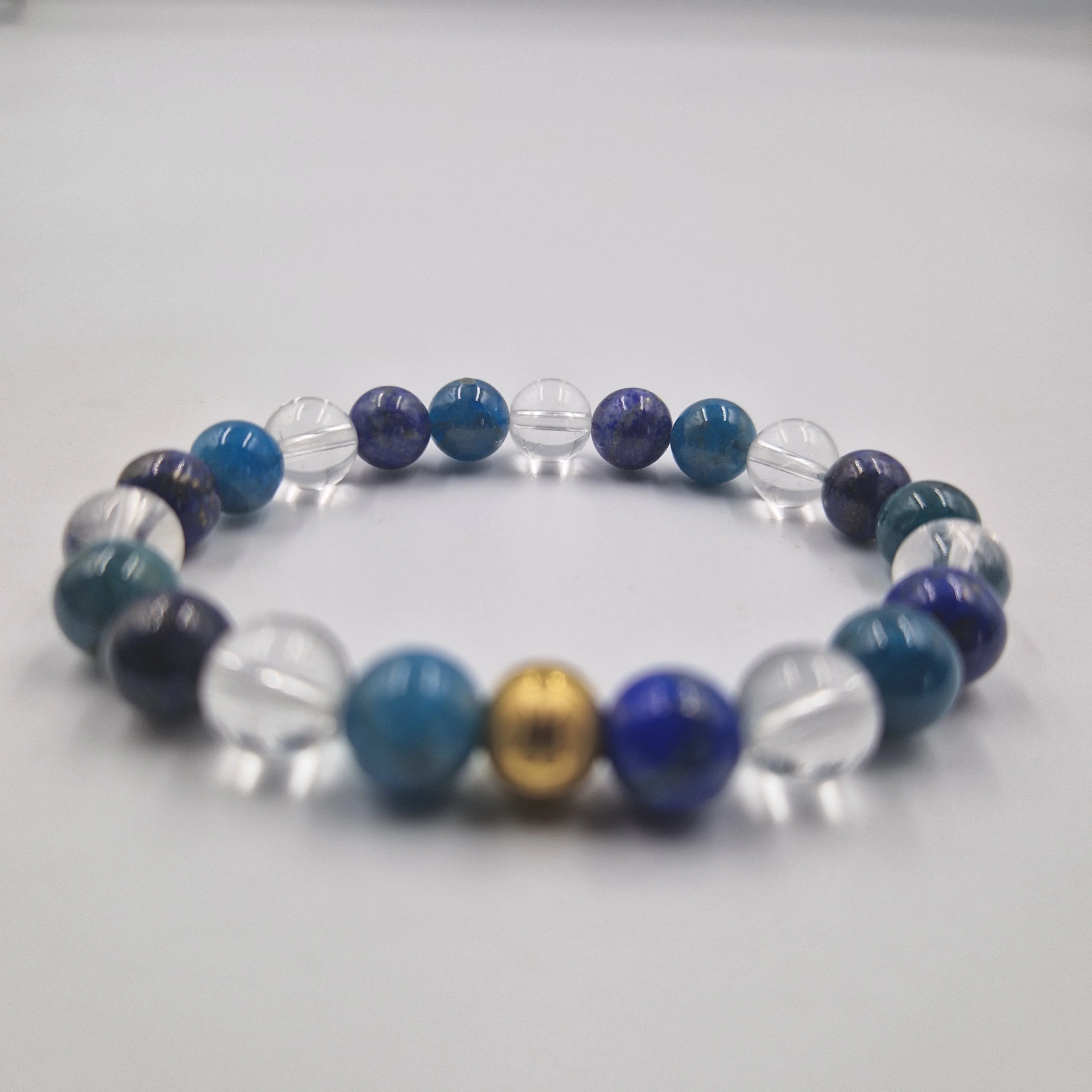 Bracelet INTELLIGENCE en Lapis-lazuli, Quartz clair et Apatite bleue - Image 3
