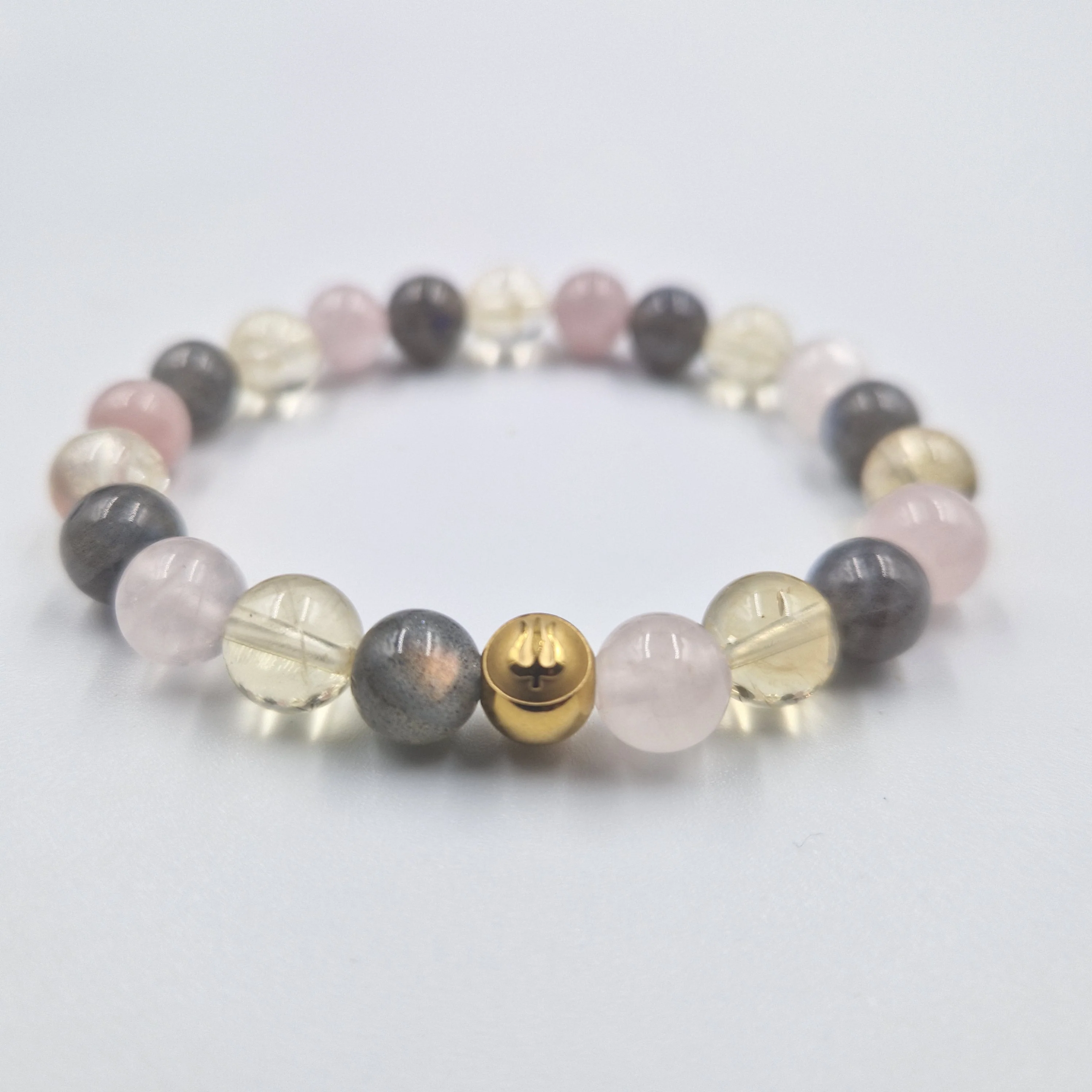 Bracelet JALOUSIE en Quartz rose, Labradorite et Citrine