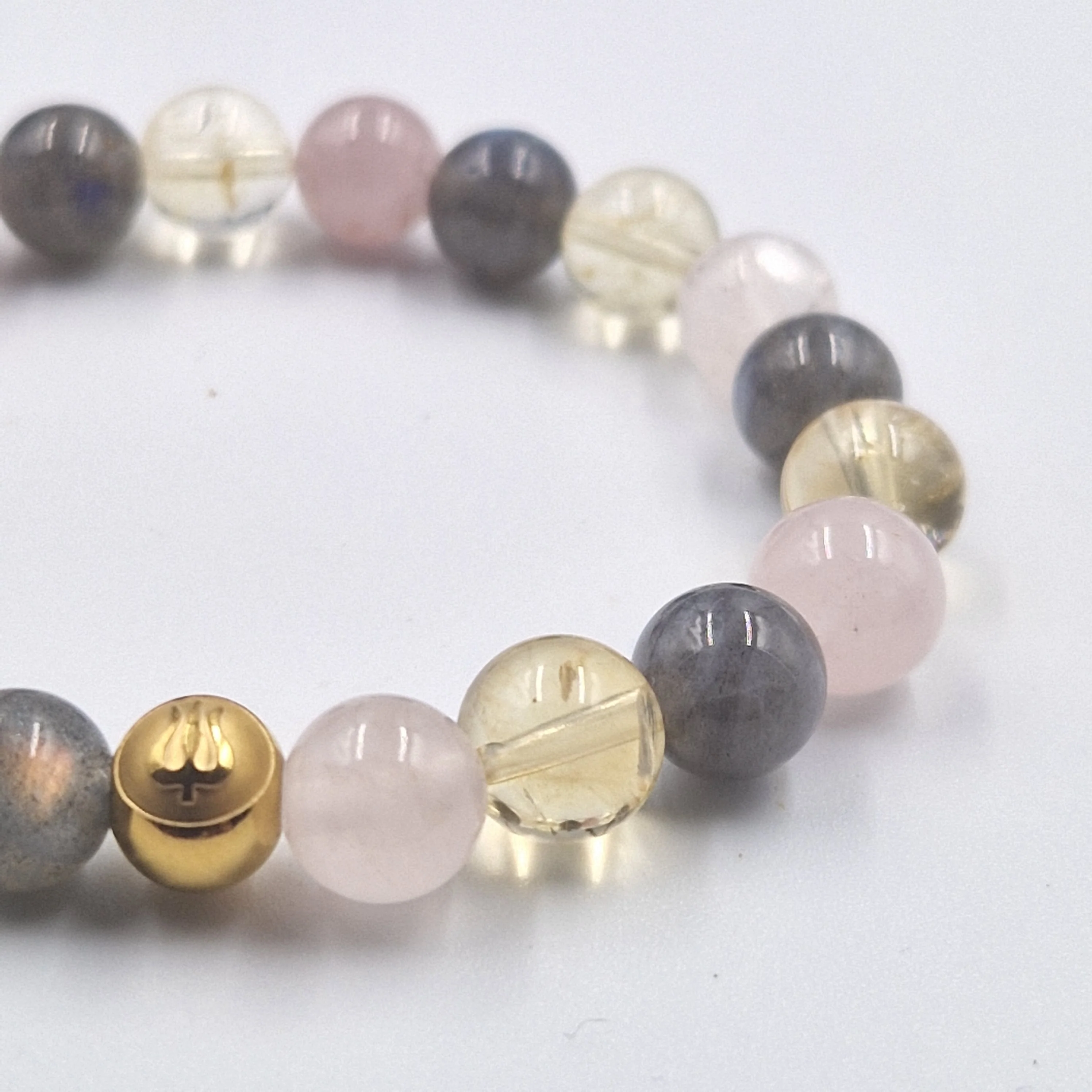 Bracelet JALOUSIE en Quartz rose, Labradorite et Citrine - Image 2