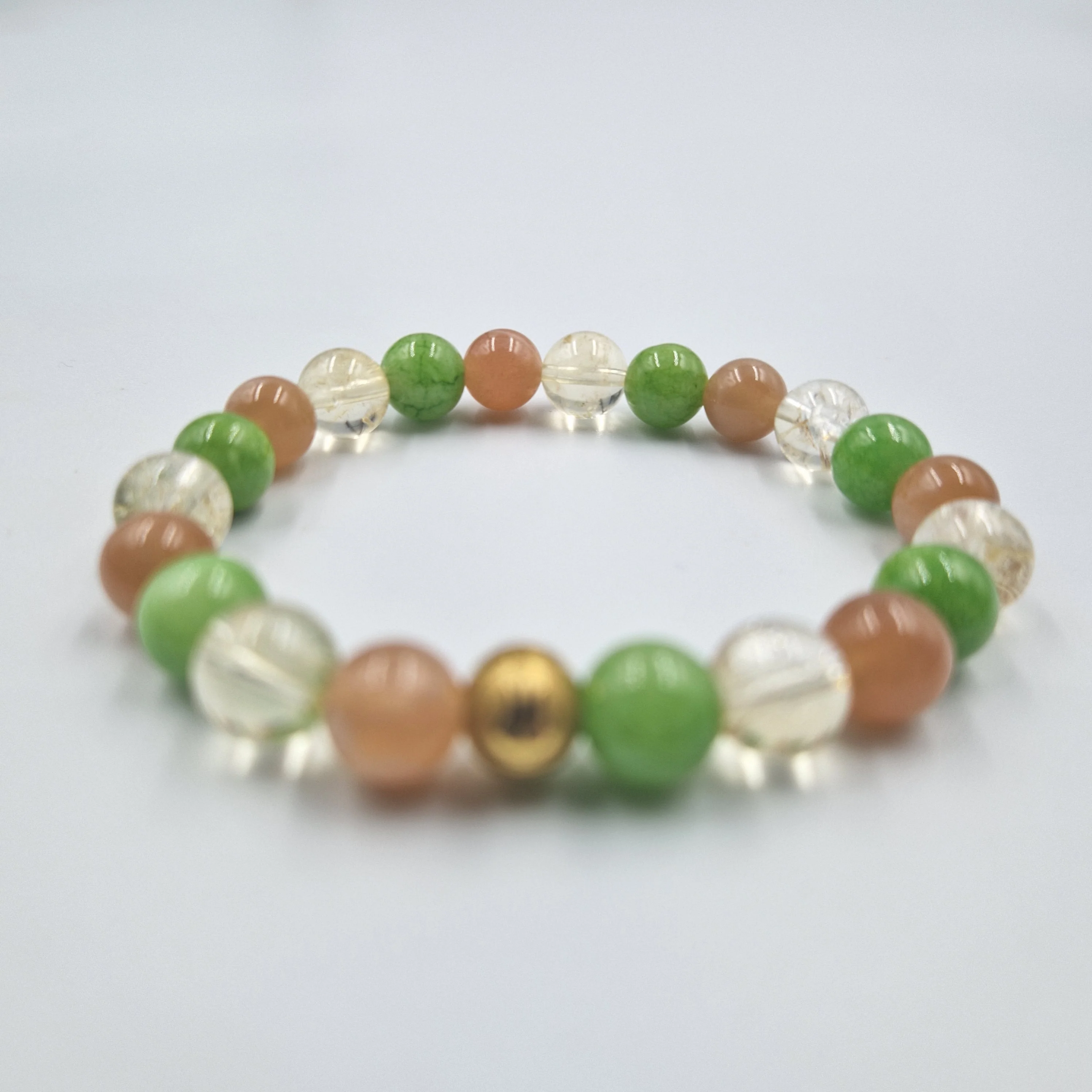 Bracelet JOIE DE VIVRE en Citrine, Pierre de Soleil et Jade vert - Image 3