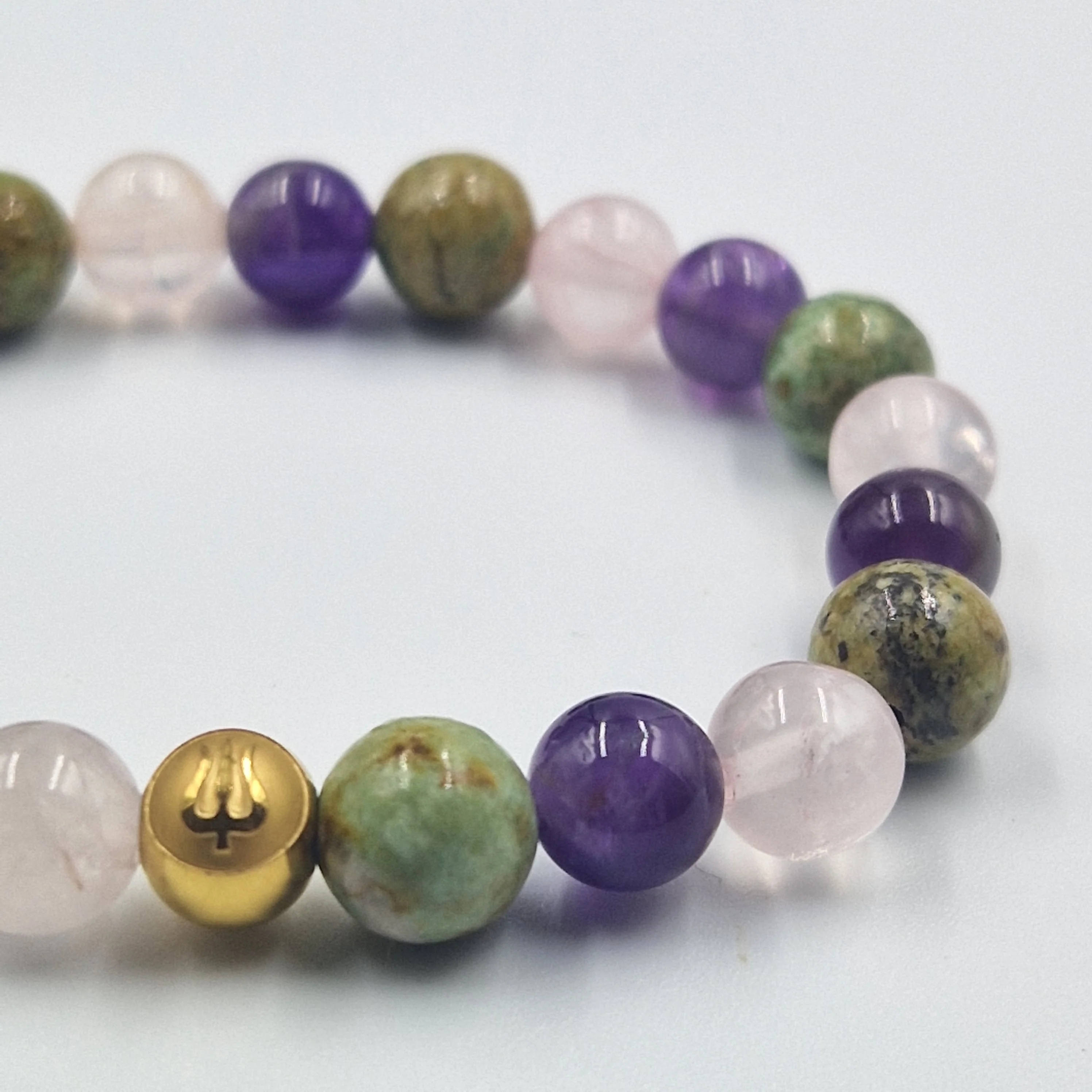Bracelet JUGEMENT en Améthyste, Turquoise et Quartz rose - Image 2