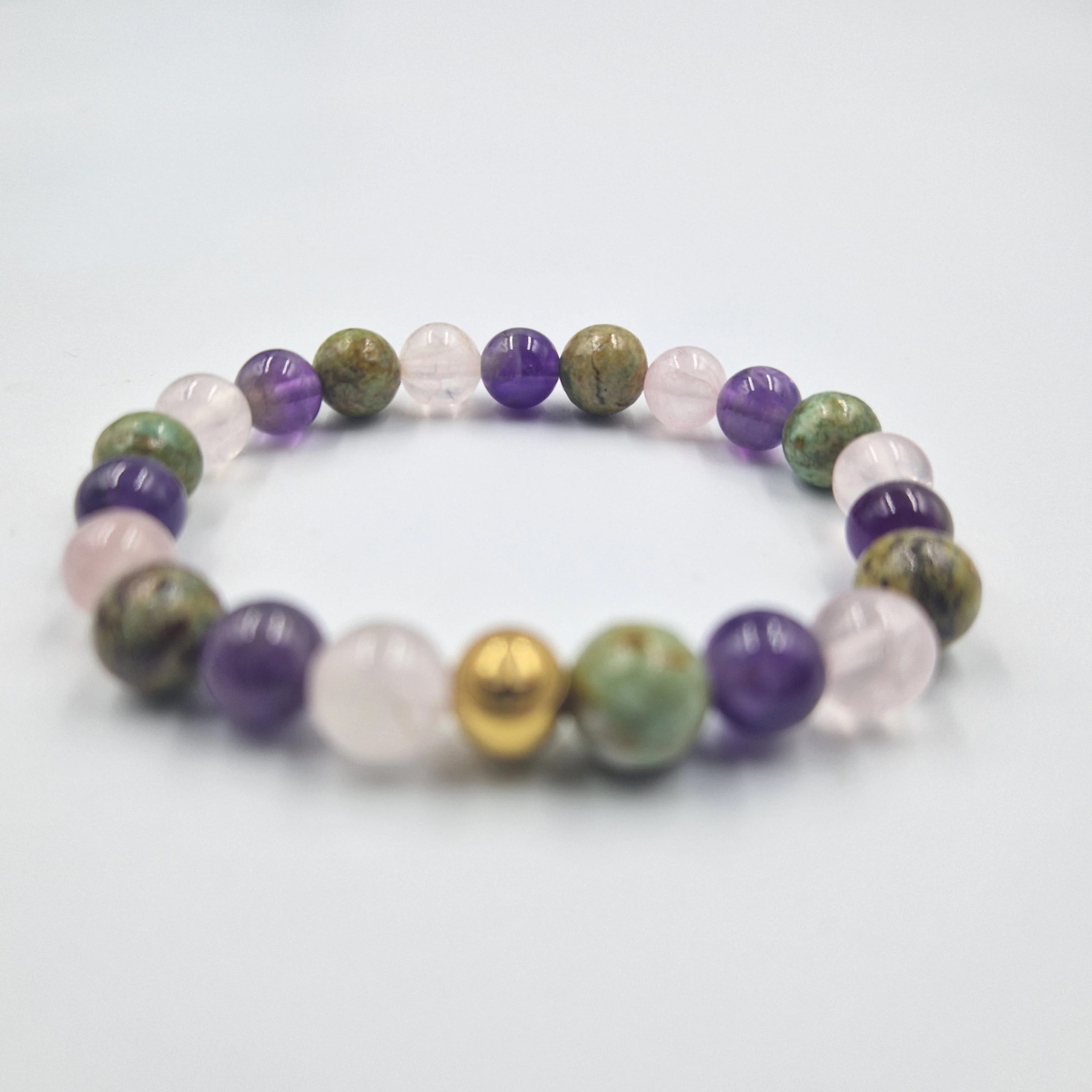 Bracelet JUGEMENT en Améthyste, Turquoise et Quartz rose - Image 3