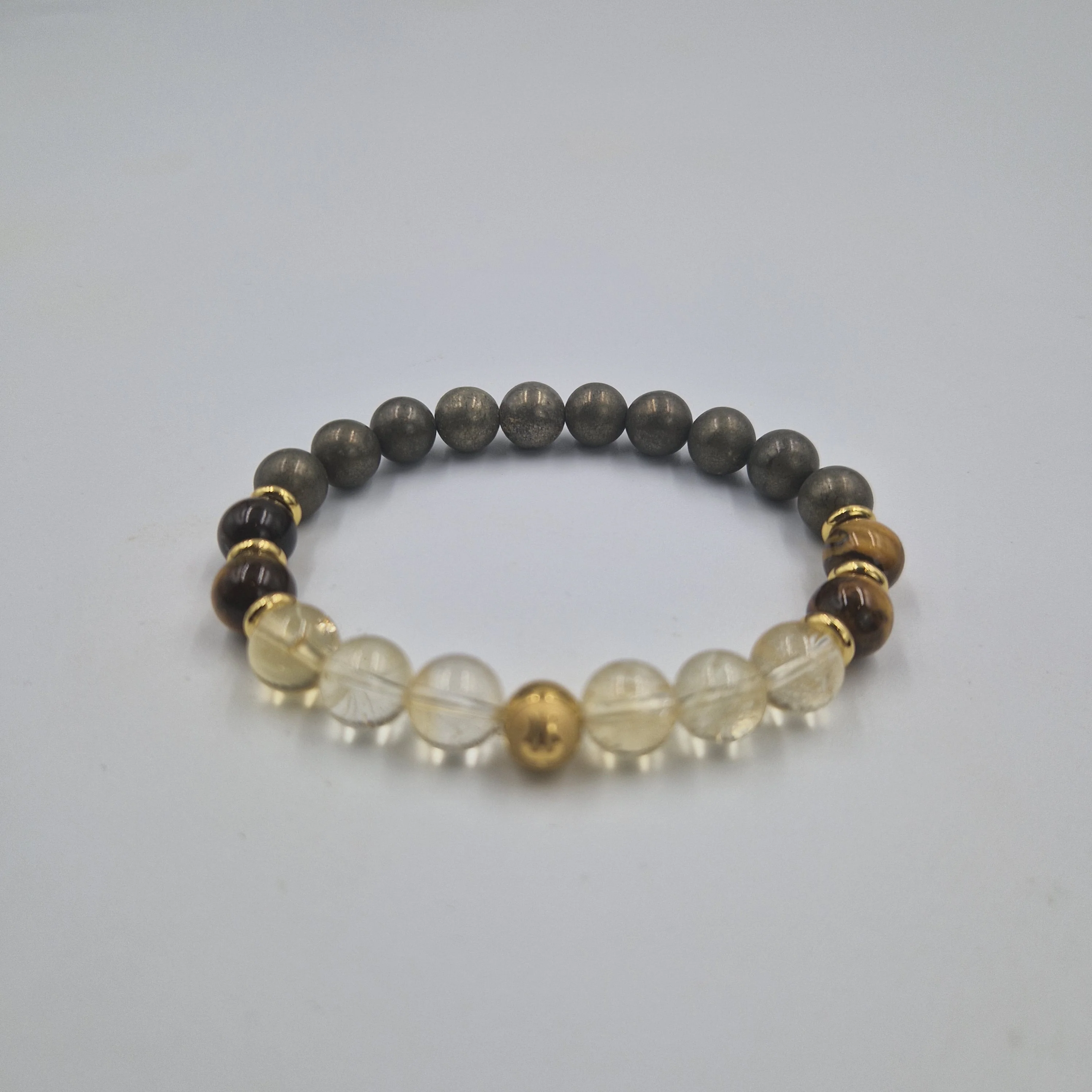 Bracelet Lion Année 2025 en Citrine, Oeil de tigre et Pyrite - Image 3