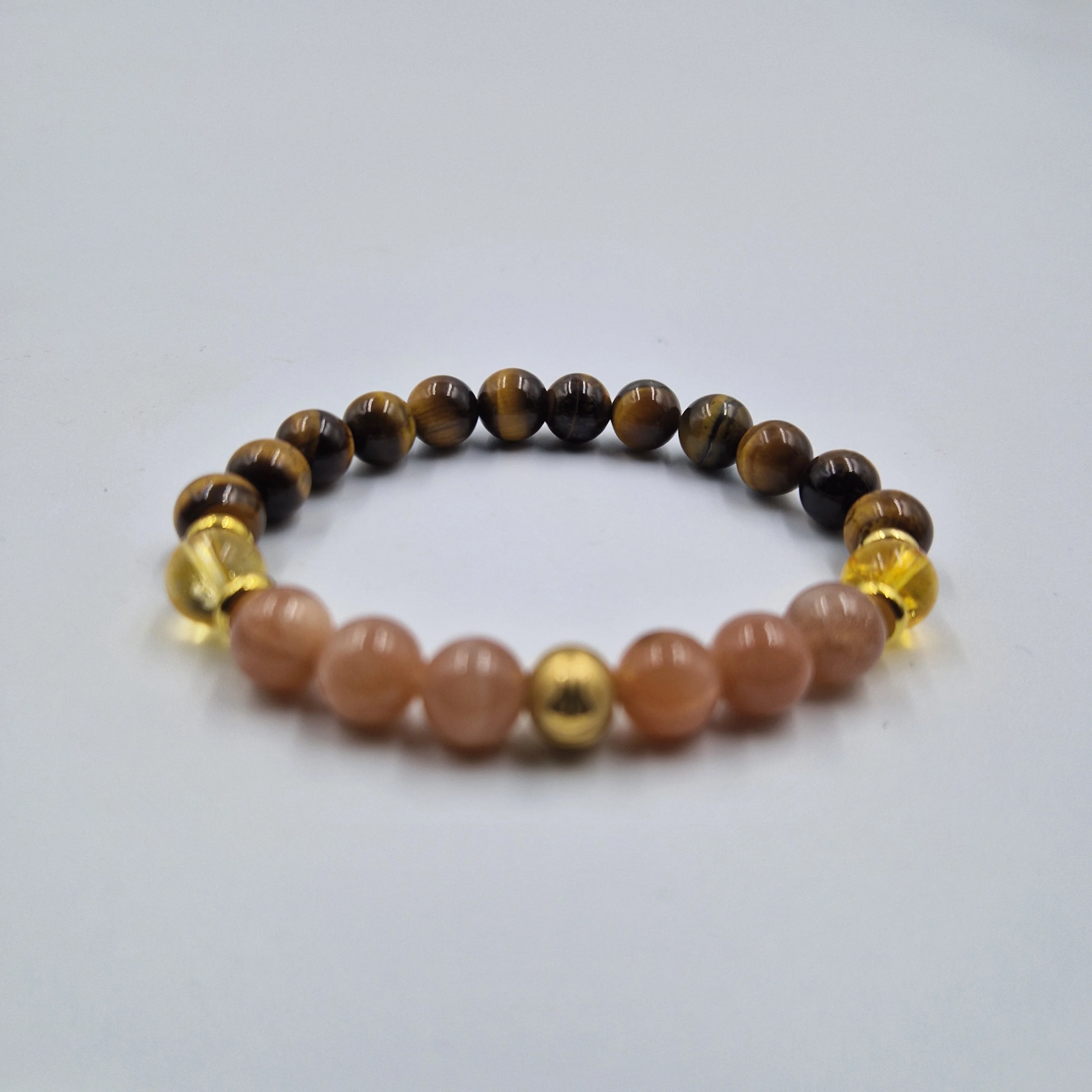 Bracelet Lion Année 2024 en Œil de tigre, Citrine et Pierre de soleil - Image 3