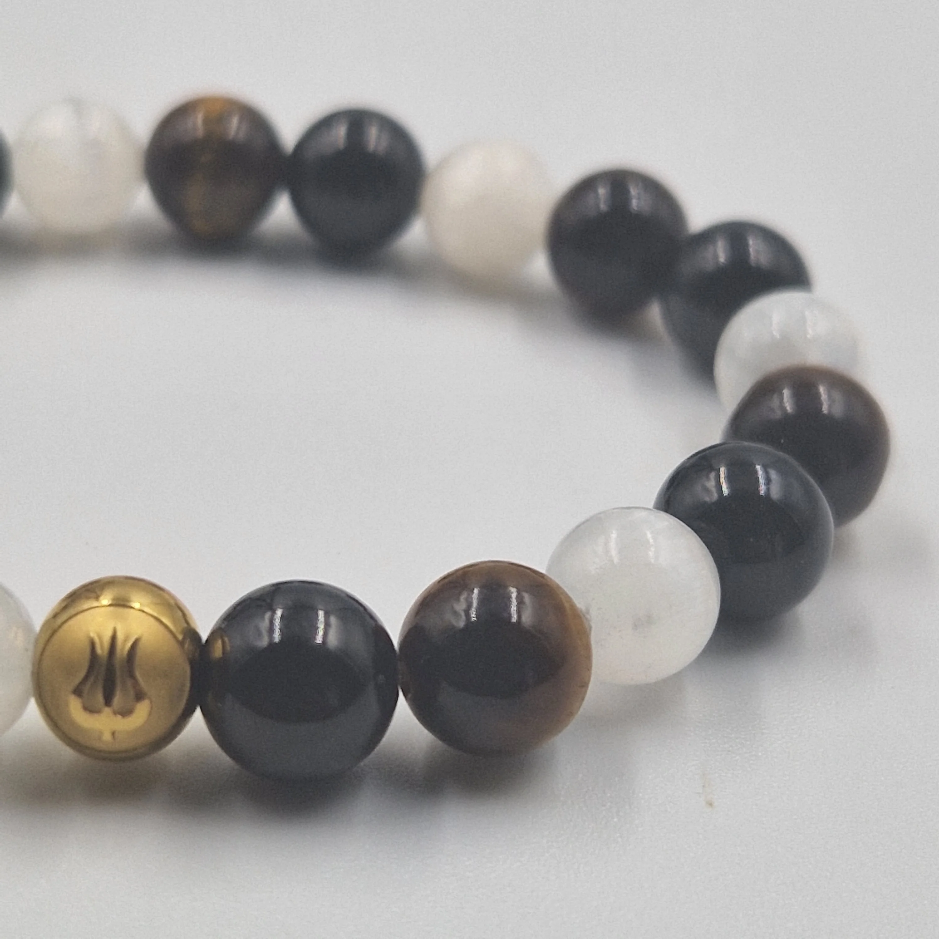 Bracelet MAL en Tourmaline noire, Oeil de tigre et Sélénite - Image 2