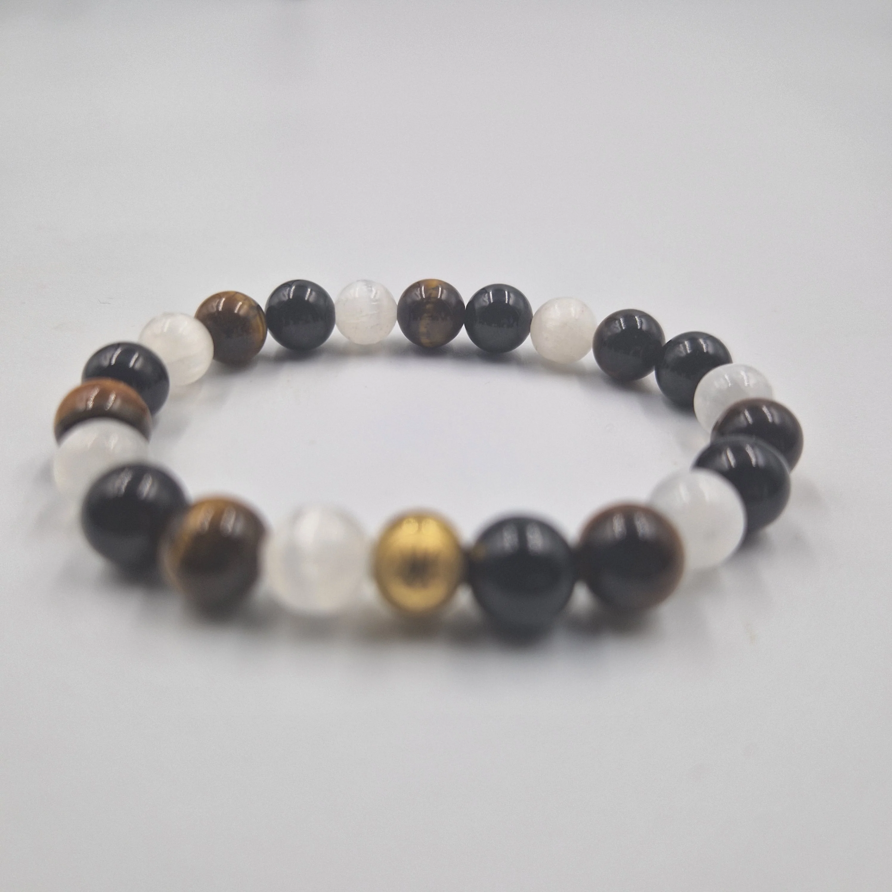Bracelet MAL en Tourmaline noire, Oeil de tigre et Sélénite - Image 3