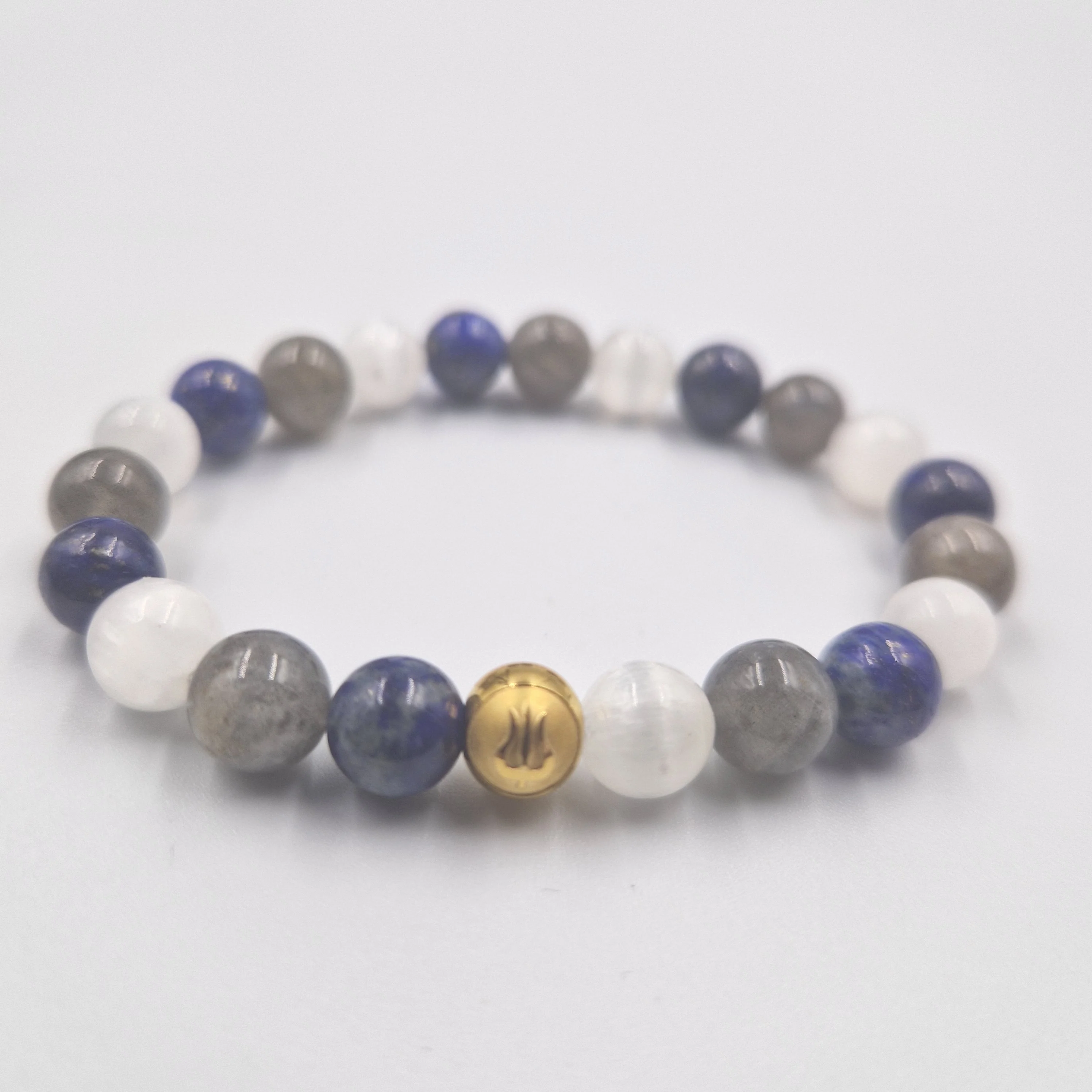Bracelet MAL-ETRE en Lapis-lazuli, Sélénite et Labradorite