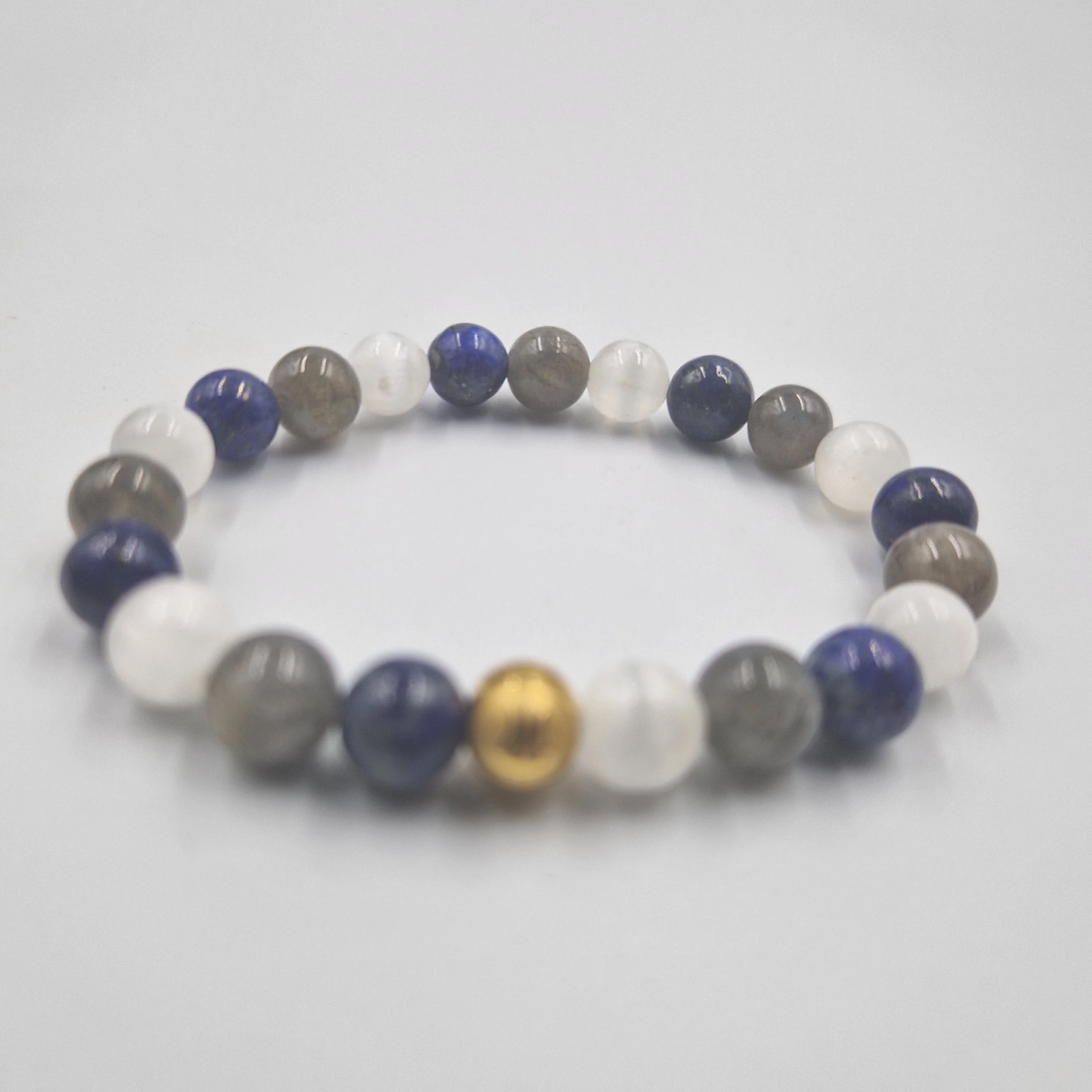 Bracelet MAL-ETRE en Lapis-lazuli, Sélénite et Labradorite - Image 3