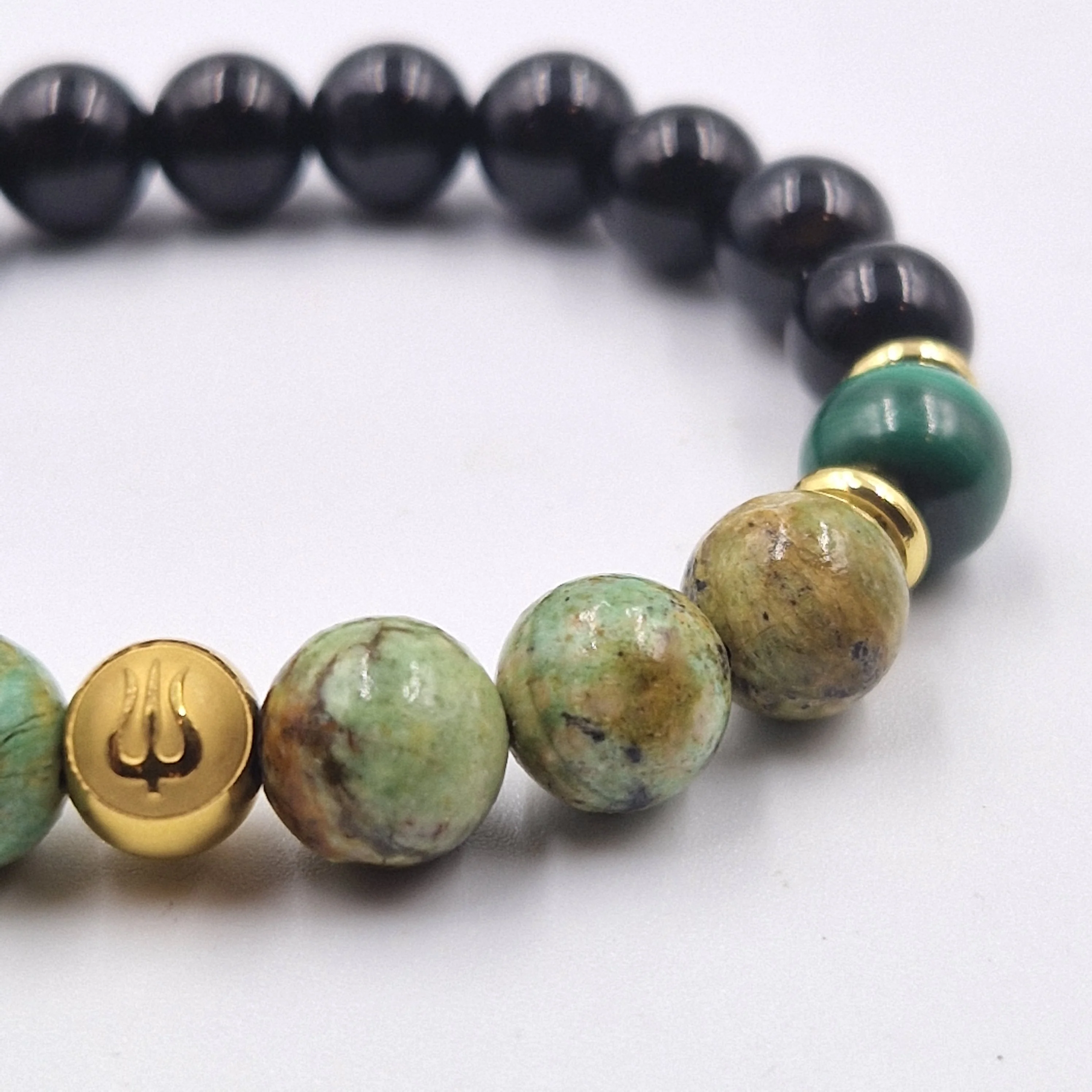 Bracelet MALADIE DE CROHN en Turquoise, Obsidienne noire, Malachite - Image 2