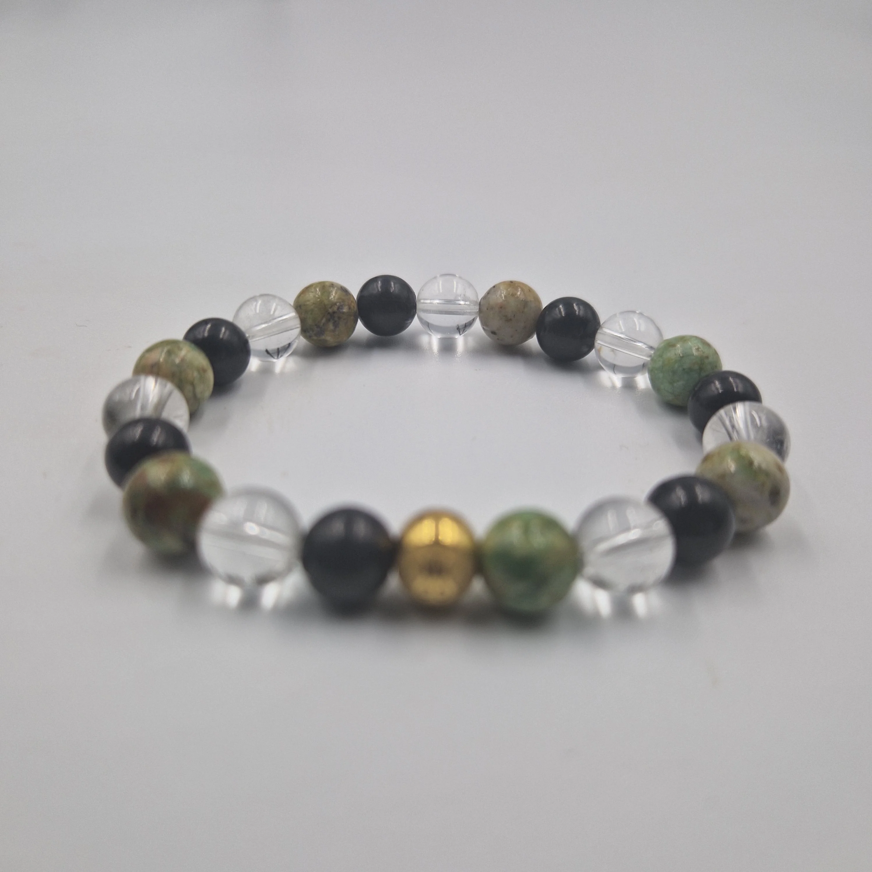 Bracelet MALADIE en Turquoise, Quartz clair et Shungite - Image 3