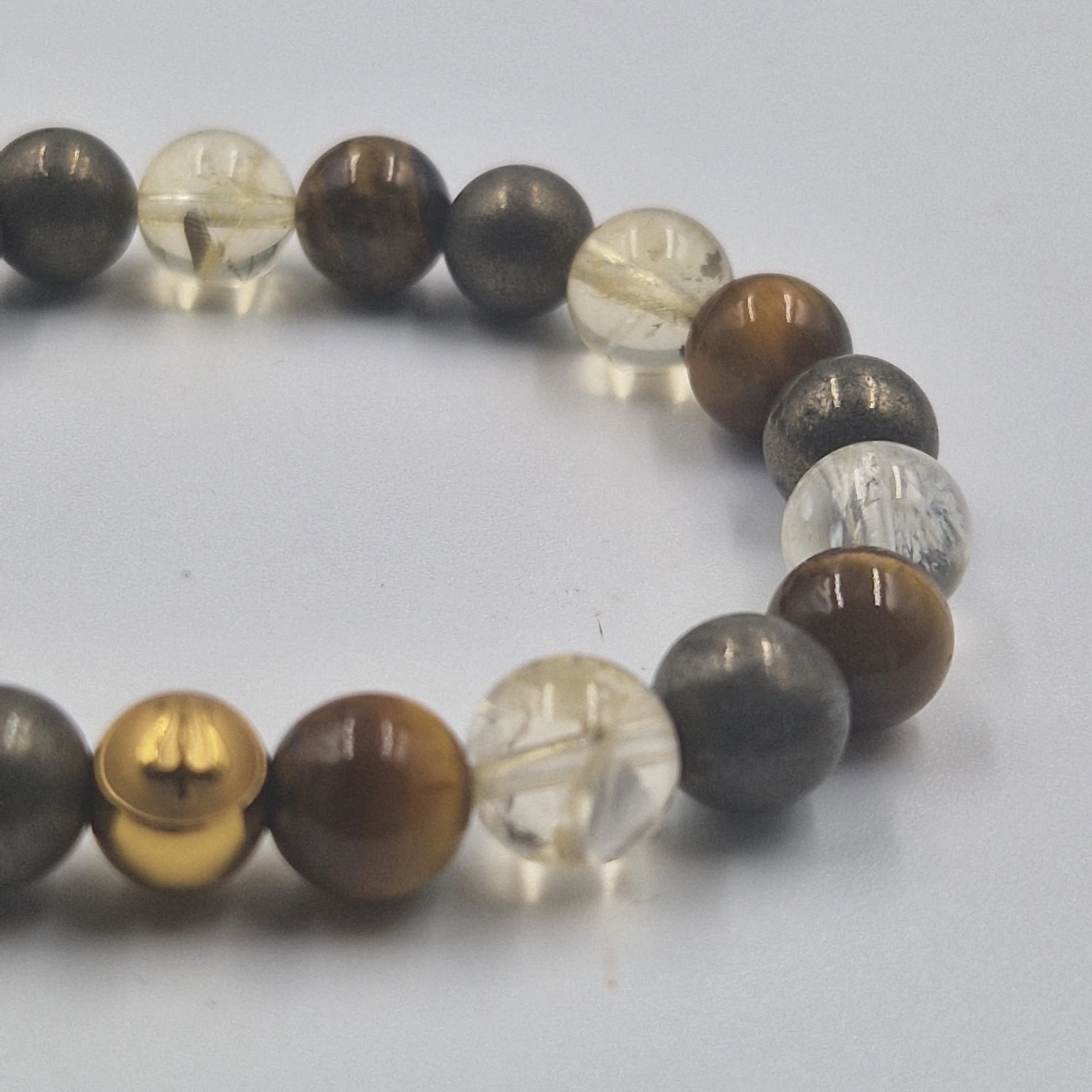 Bracelet MALCHANCE en Citrine, Oeil de tigre et Pyrite - Image 2